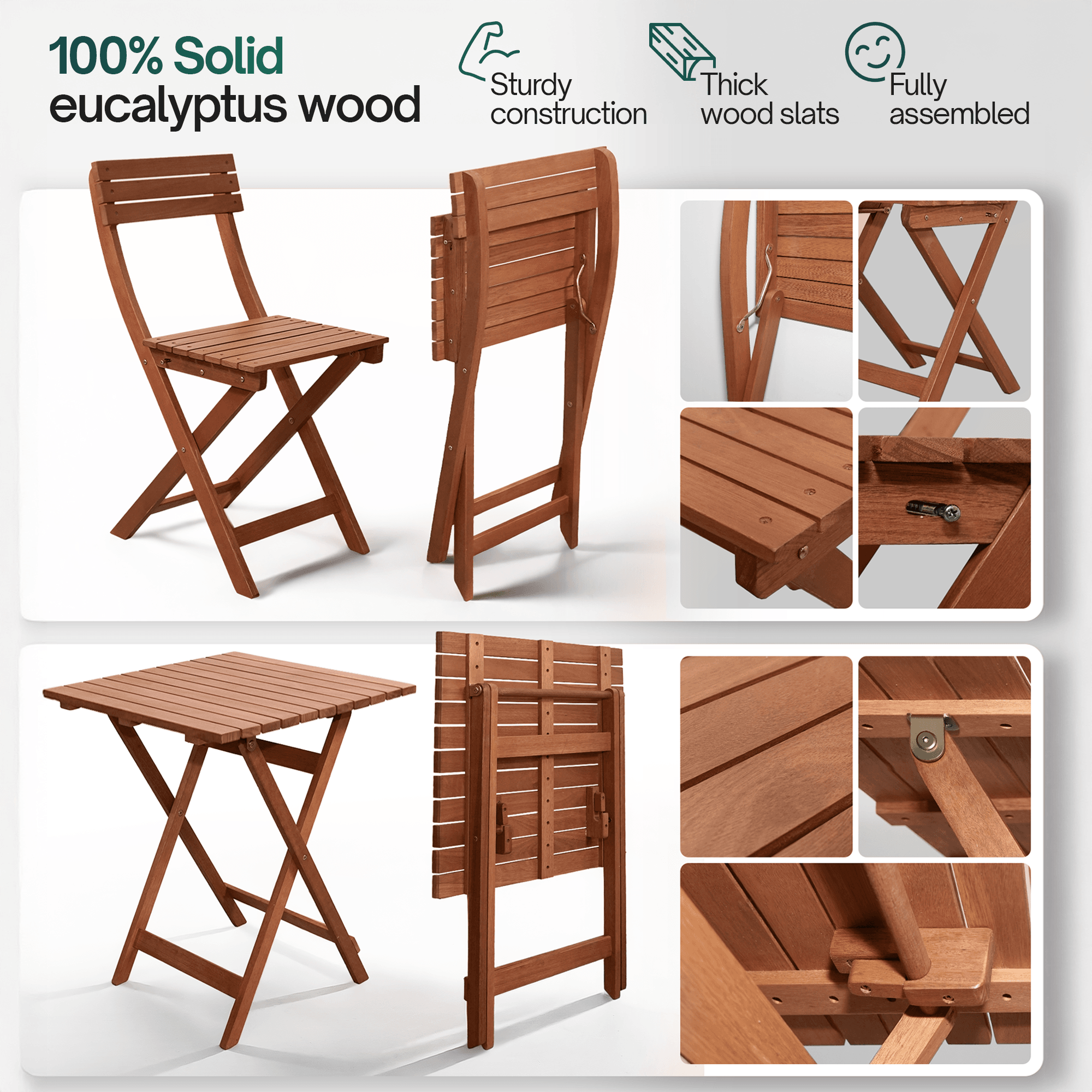 Foldable Bistro Table and Chairs Set