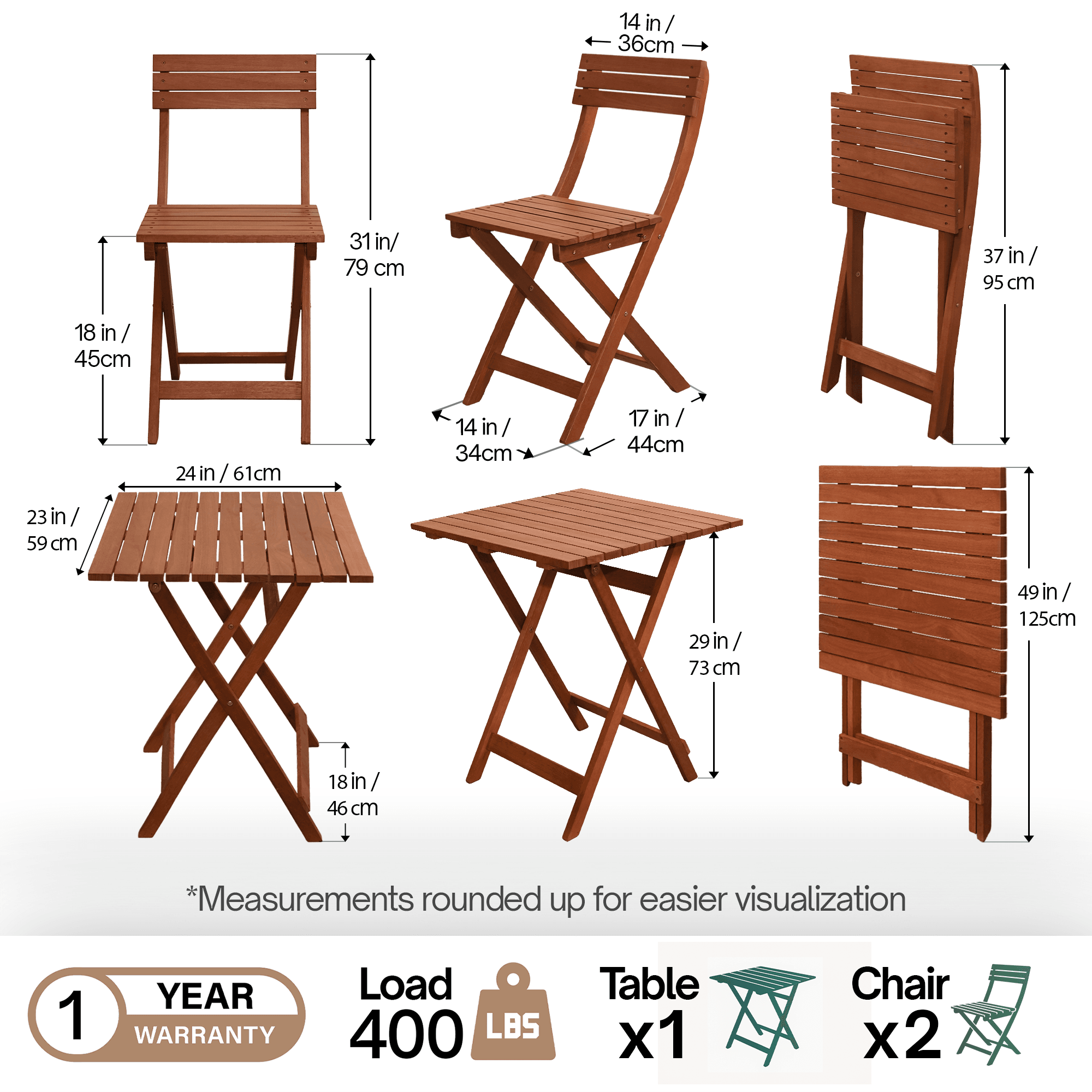 Foldable Bistro Table and Chairs Set