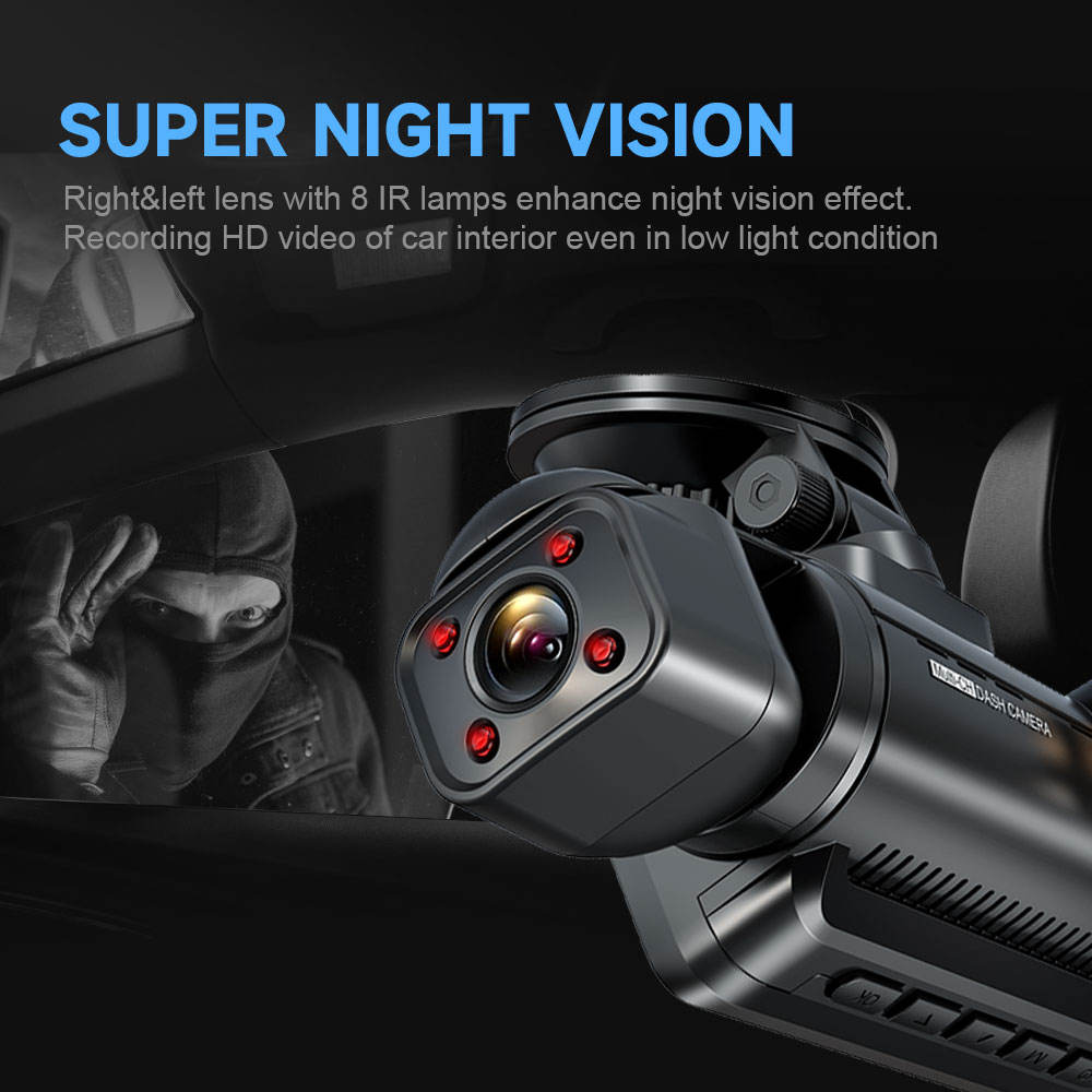 A365 Dash Cam, 4 Channel Camera FHD 1080Px4, Front, Left, Right and Rear, Front and Rear Inside, Built in GPS WiFi, 256 GB Max, Free 128GB Card, A365-4CH