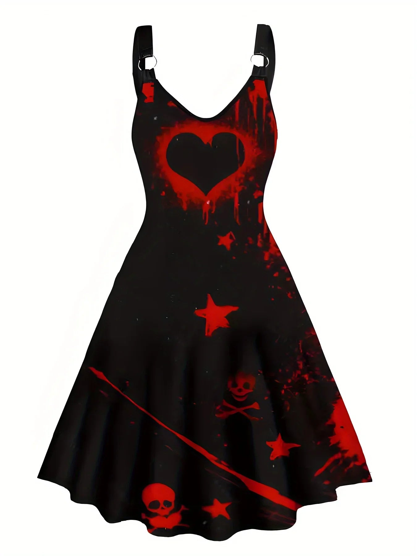 European and American Women's Gothic Style Sleeveless Printed Dress