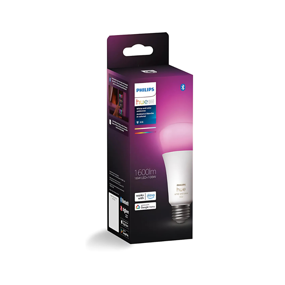 Ampoule intelligente Philips - ambiance blanche et colorée - 100 W (A21-E26)