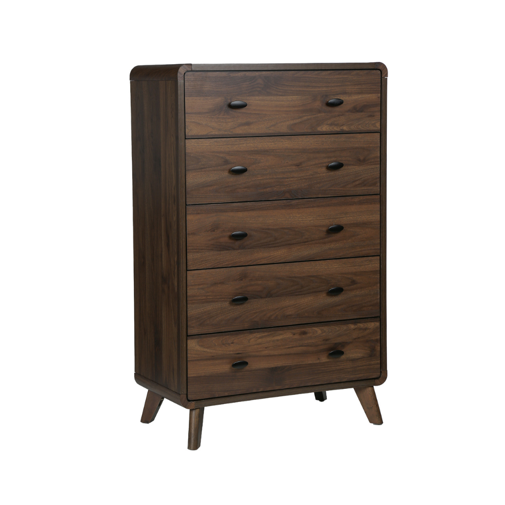 Commode 5 tiroirs en finition noyer - Monarch (I5234)