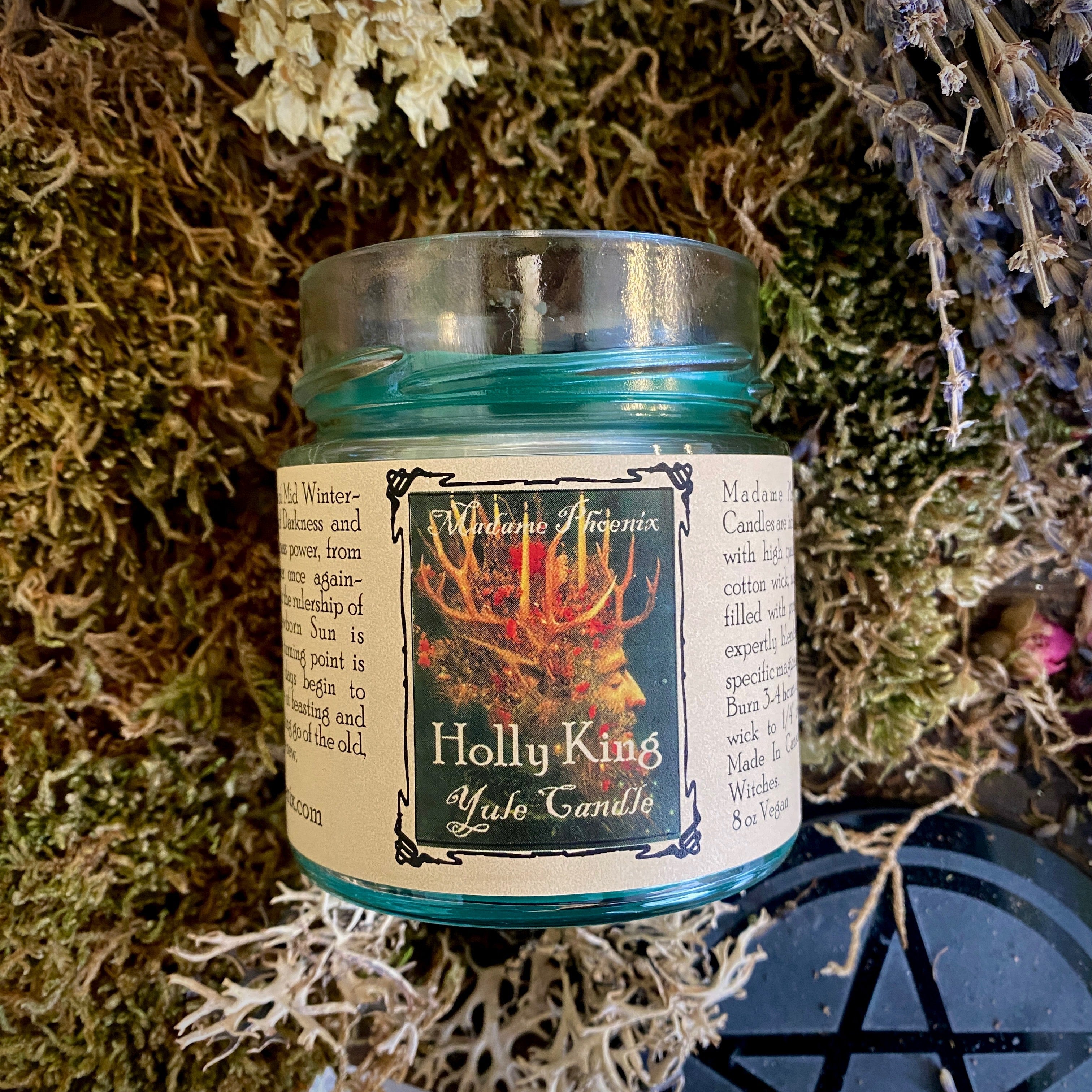 Holly King Solstice Yule Holiday Blessing Candle