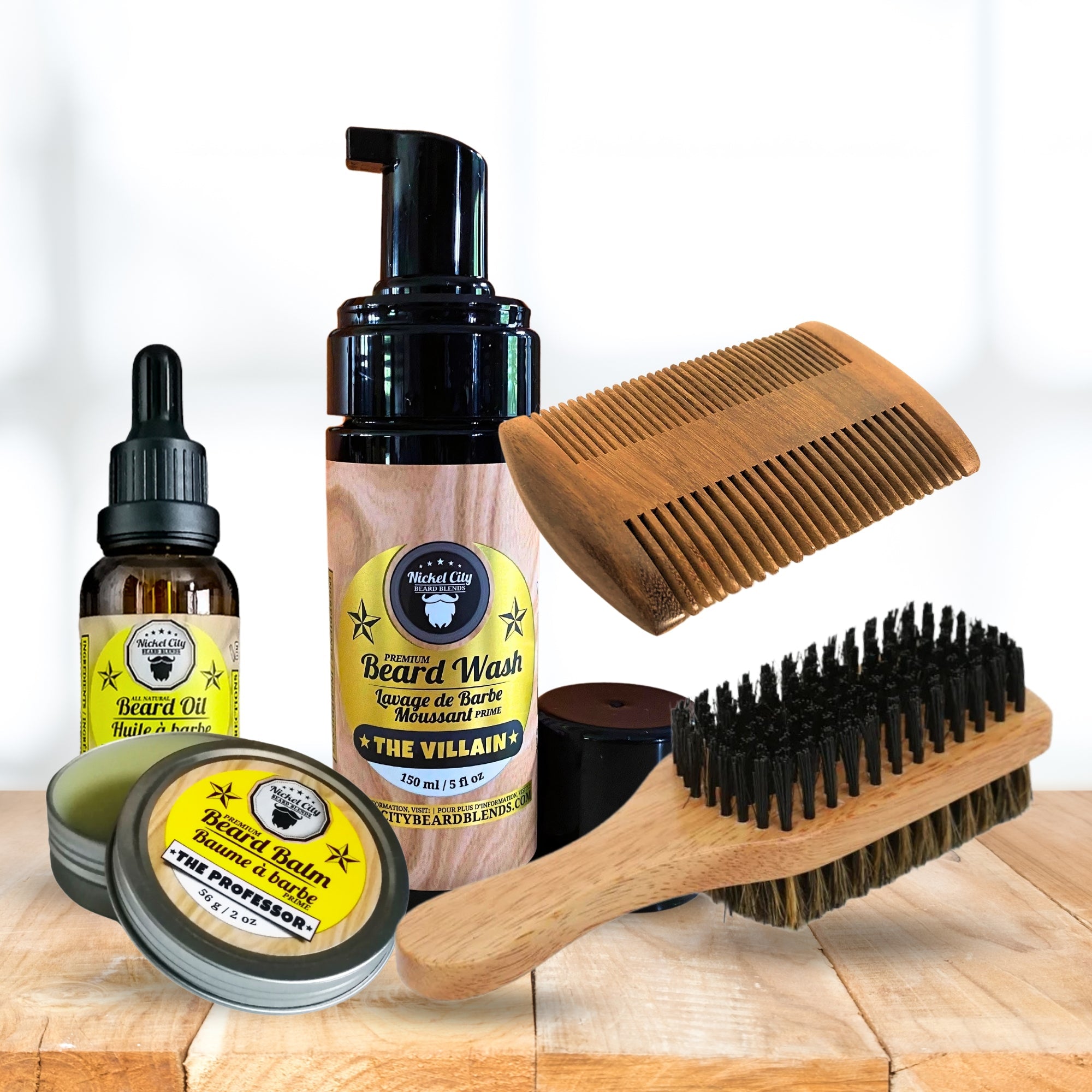 The Ultimate Beard Survival Kit (5-Pack) – Beard Oil, Balm, Shampoo, Comb & Brush | Complete Beard Grooming Set