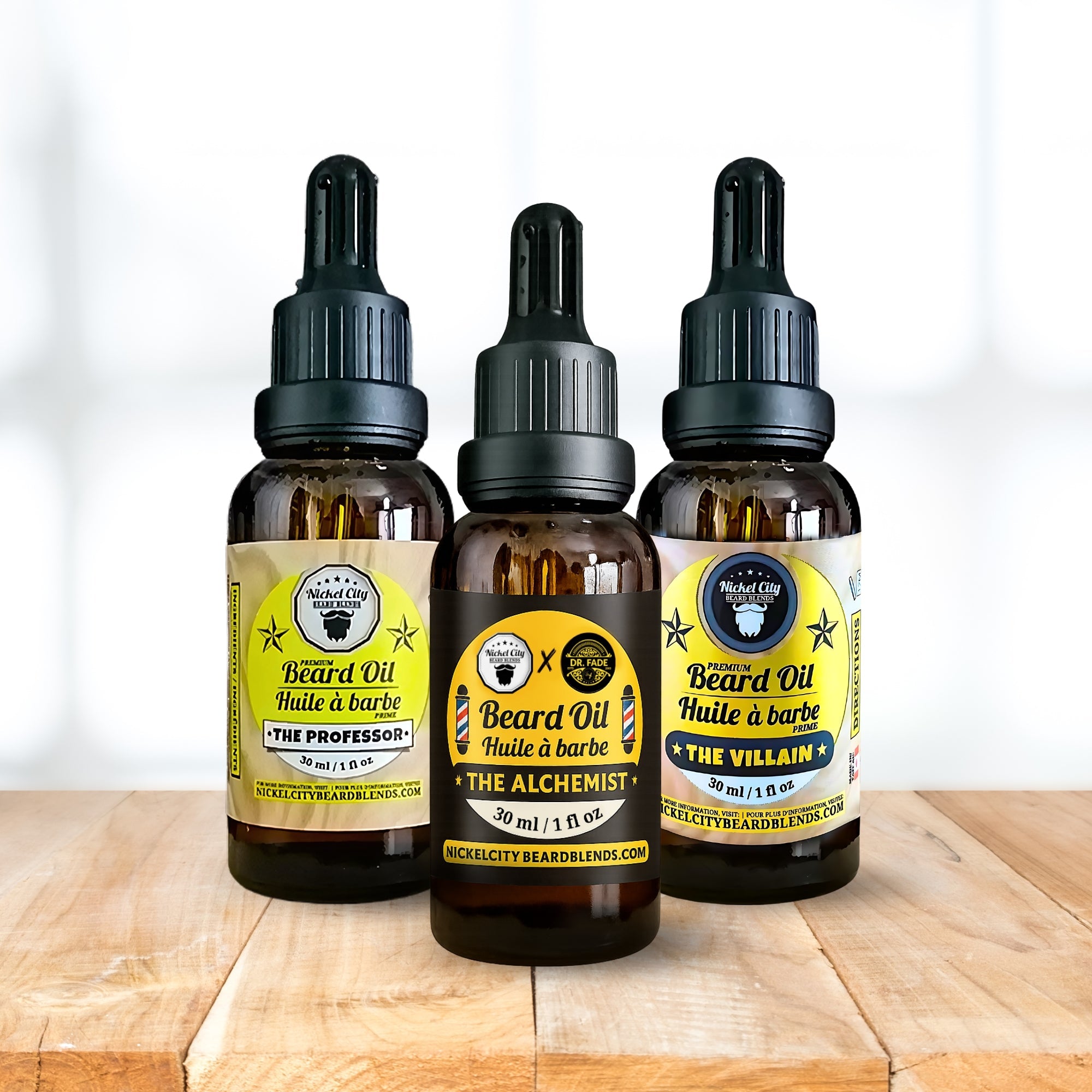 "The Order of Three" Beard Oil Bundle (3-Piece Ritual Set) – The Professor + The Villain + The Alchemist (3x 30ml) | Includes FREE Magnetic Decal | Handcrafted in Canada *PRE-ORDER