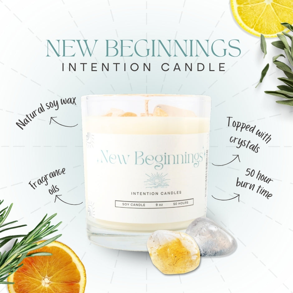 Crystal Intention Candle (Now in Clear Vessel!)
