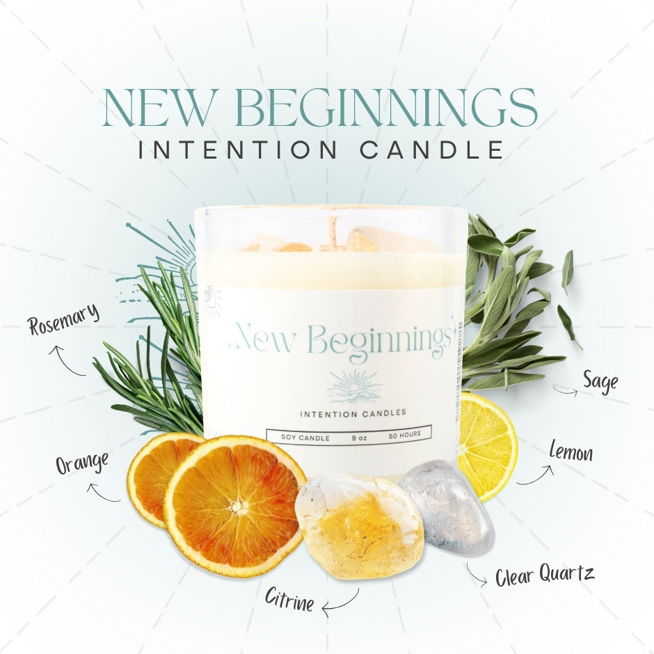 Crystal Intention Candle (Now in Clear Vessel!)