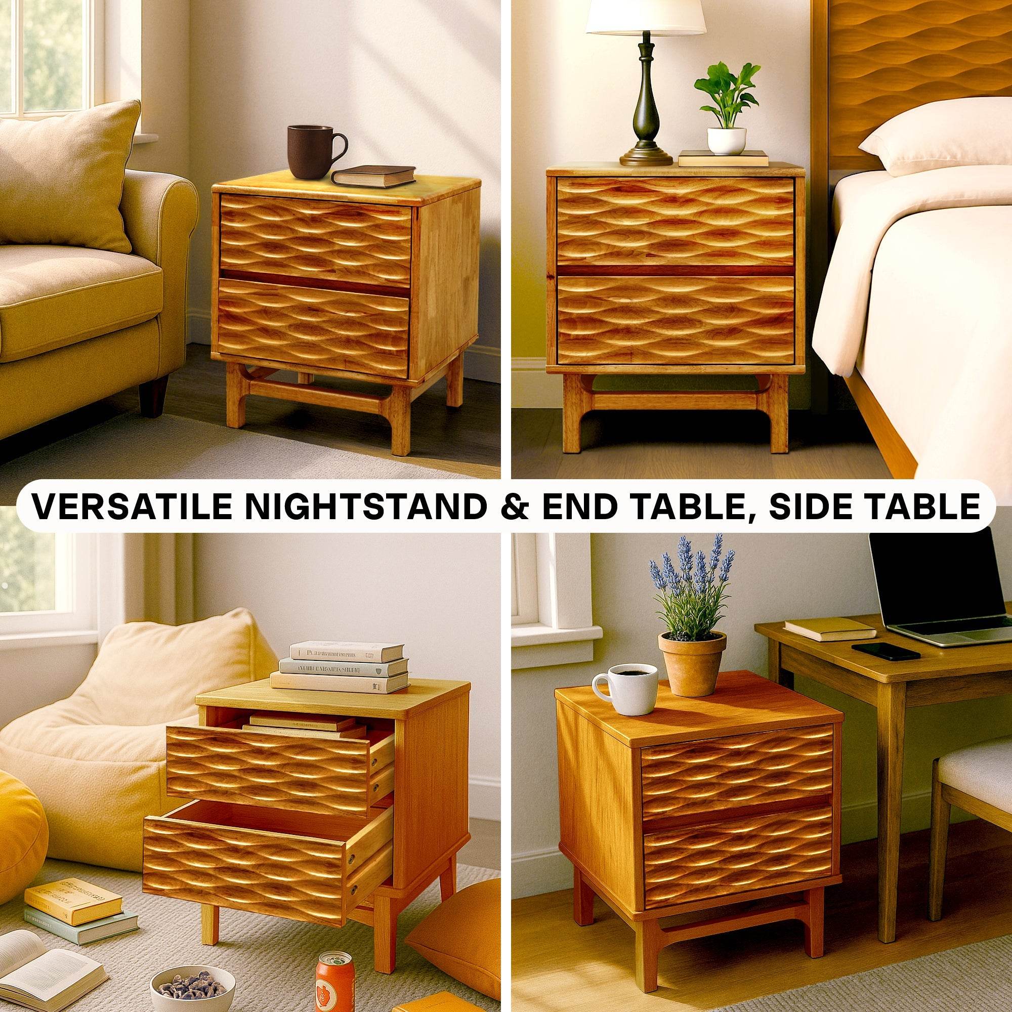 Elara Nightstand with 2 Drawers