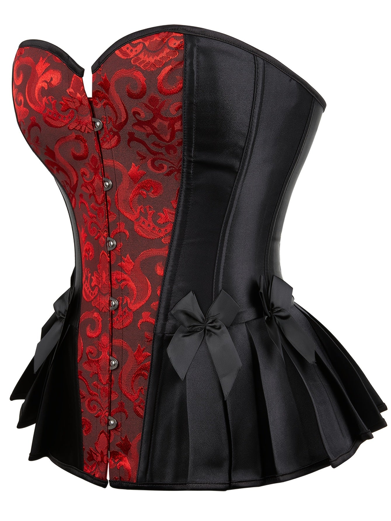 Vintage Renaissance Corset Top - Strapless Lace-Up Tummy Control Body Shaper with Floral Pattern, Black & Golden Contrast, Adjustable Lace-Up Front, Perfect for Adult Renaissance Fairs & Themed Events, Corset Top