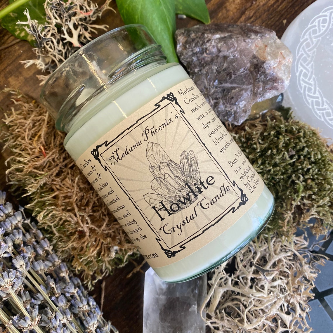 Crystal Magic Howlite Spell Candle
