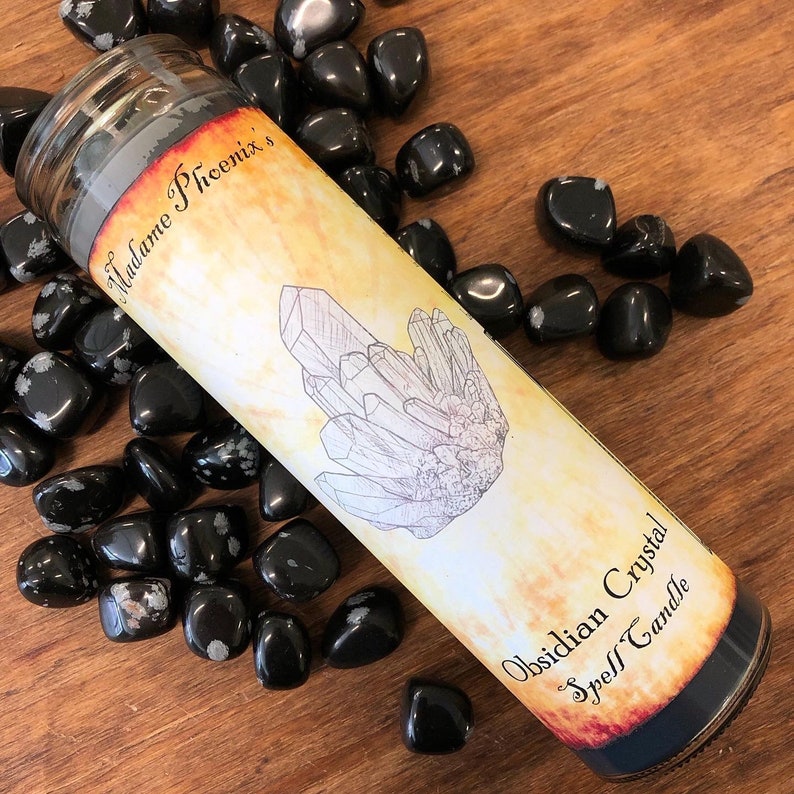 Crystal Magic Snowflake Obsidian Candle