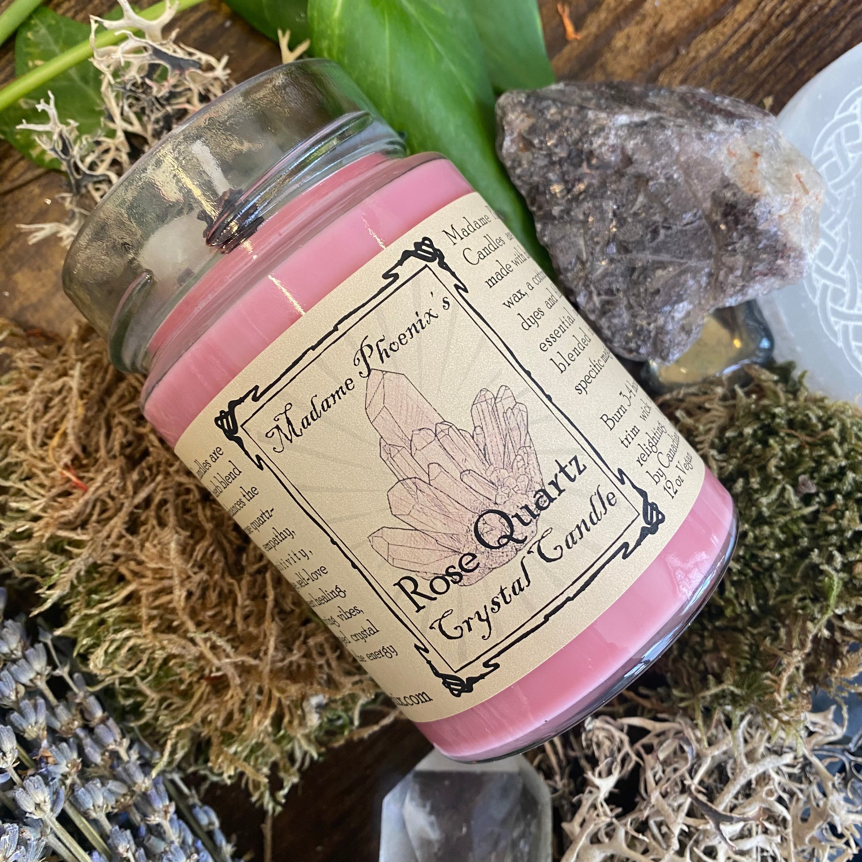 Crystal Magic Rose Quartz Spell Candle