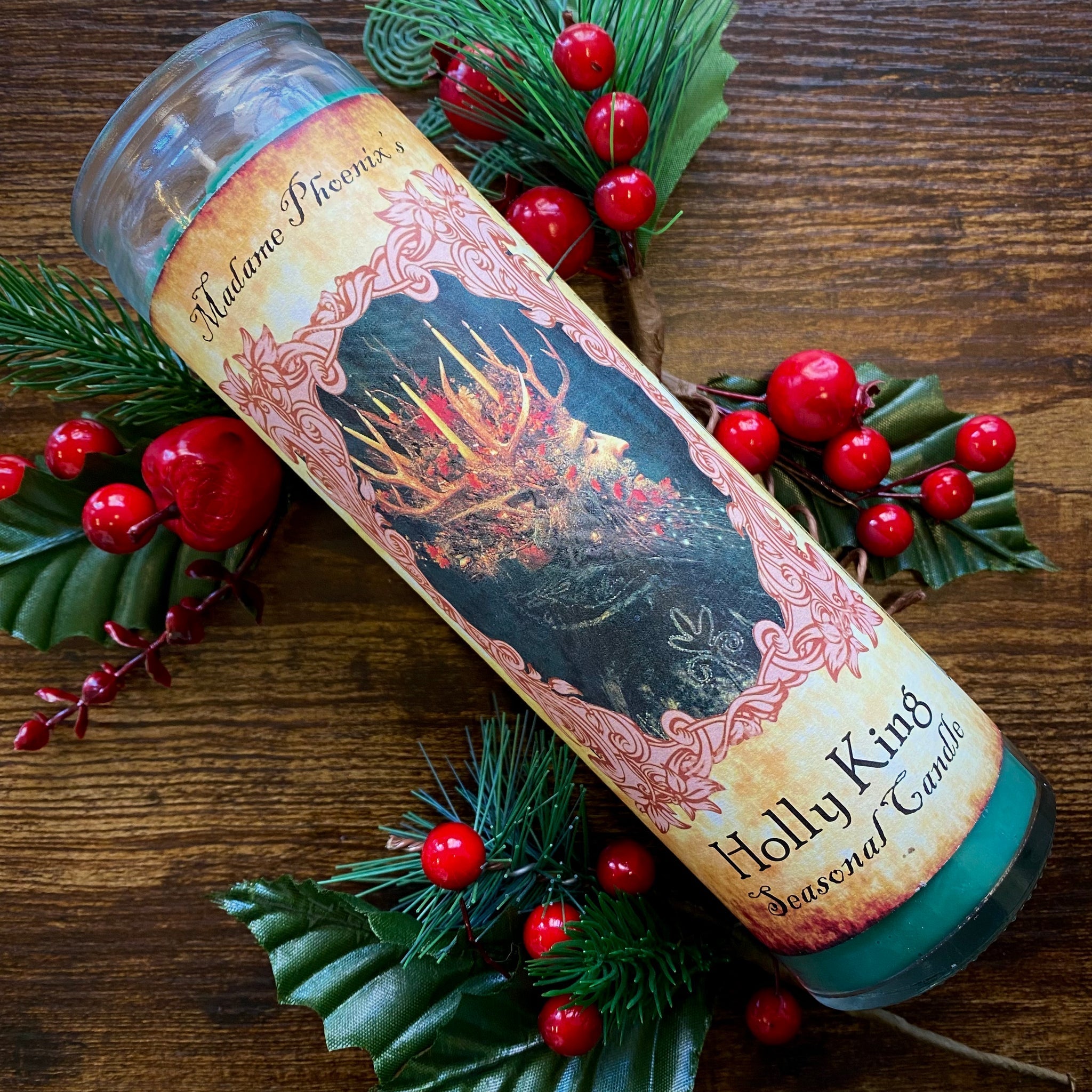Holly King Solstice Yule Holiday Blessing Candle