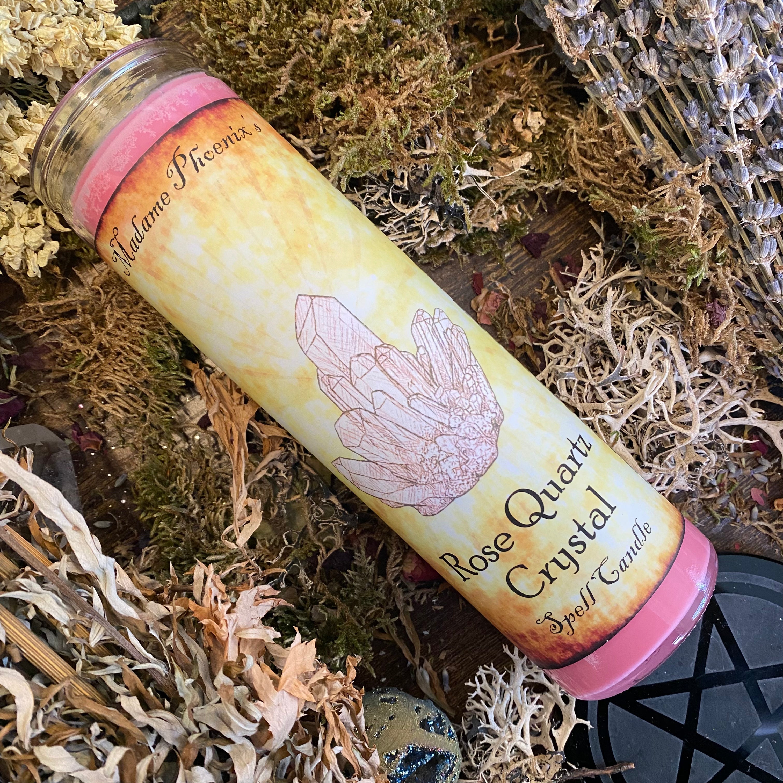 Crystal Magic Rose Quartz Spell Candle