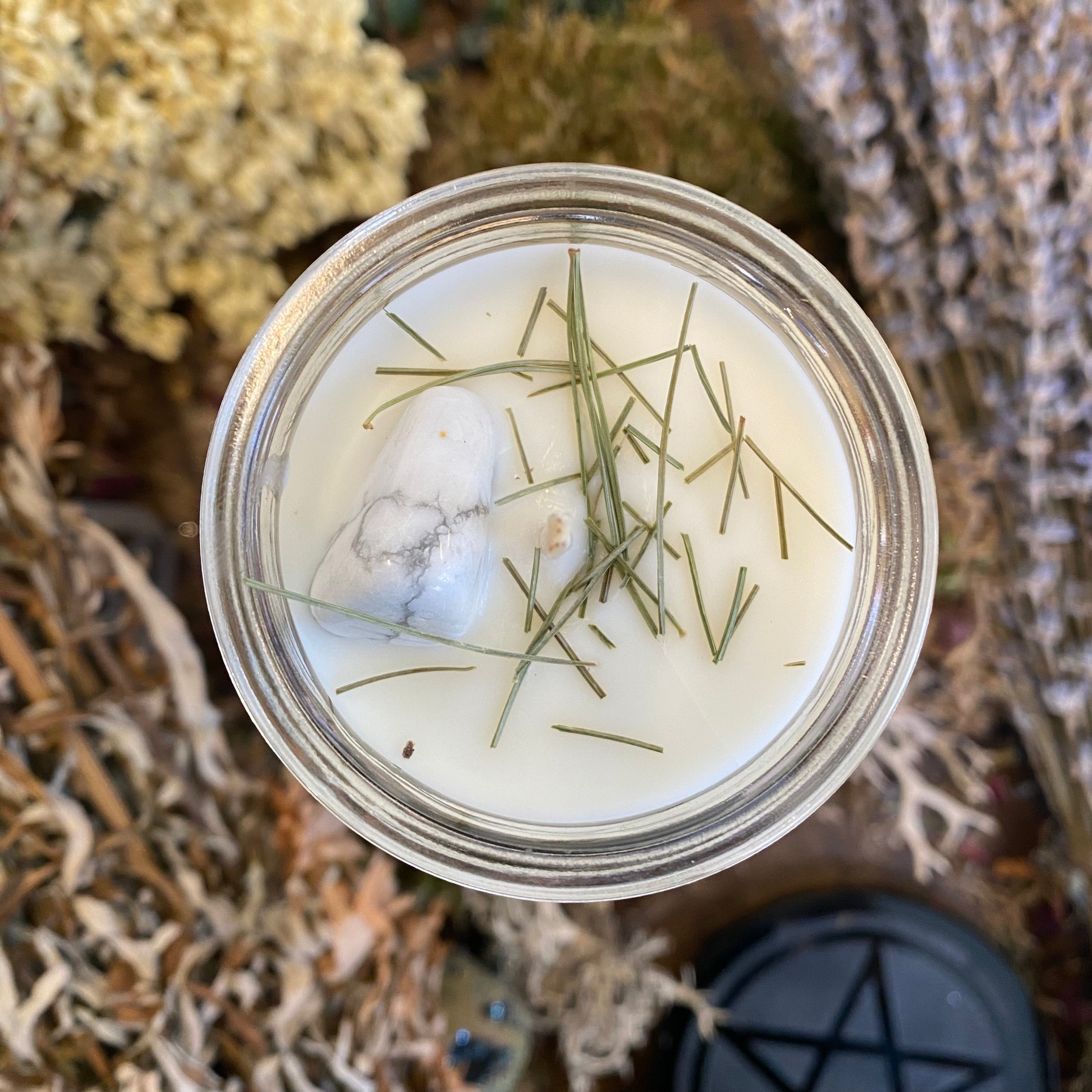 Crystal Magic Howlite Spell Candle