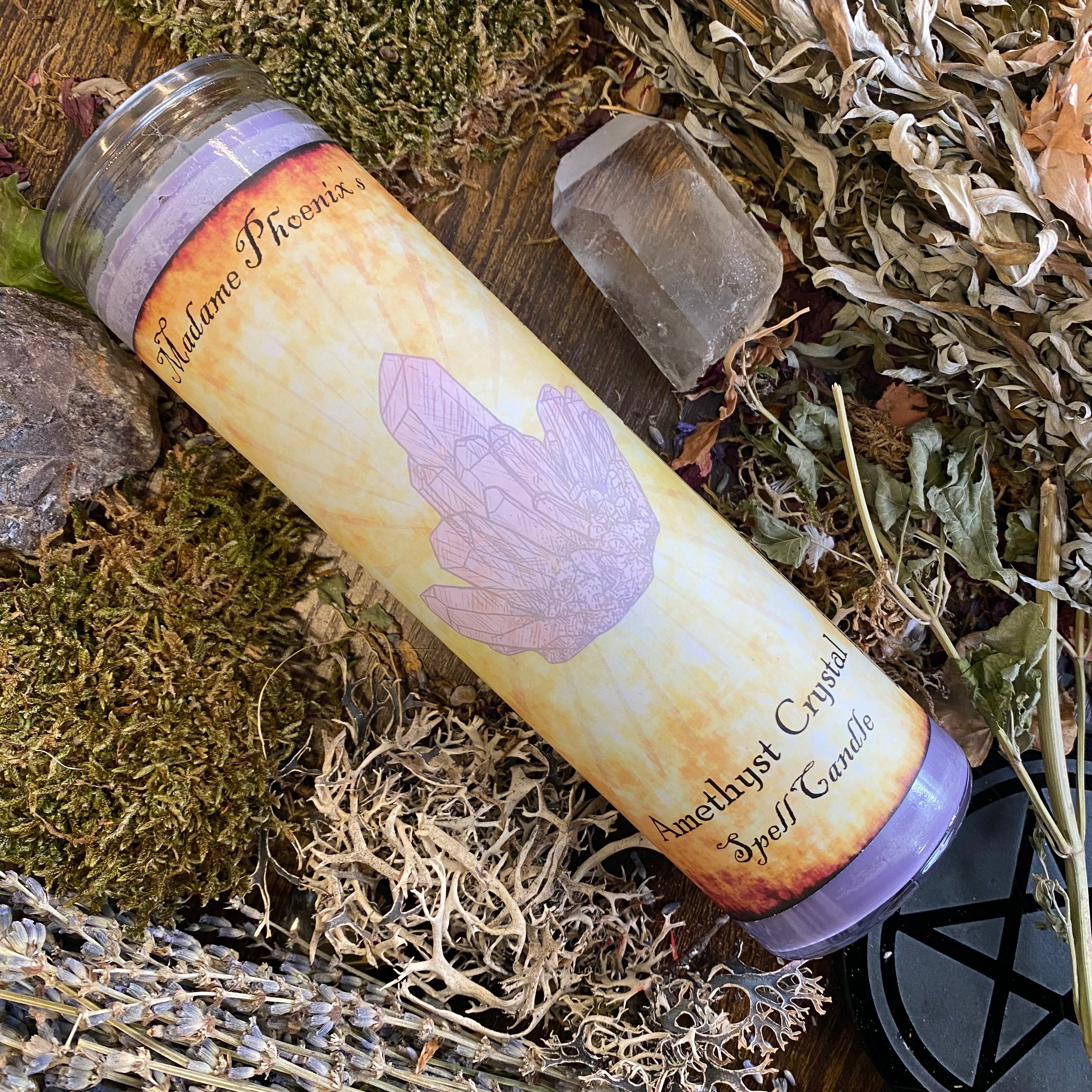 Crystal Magic Amethyst Spell Candle