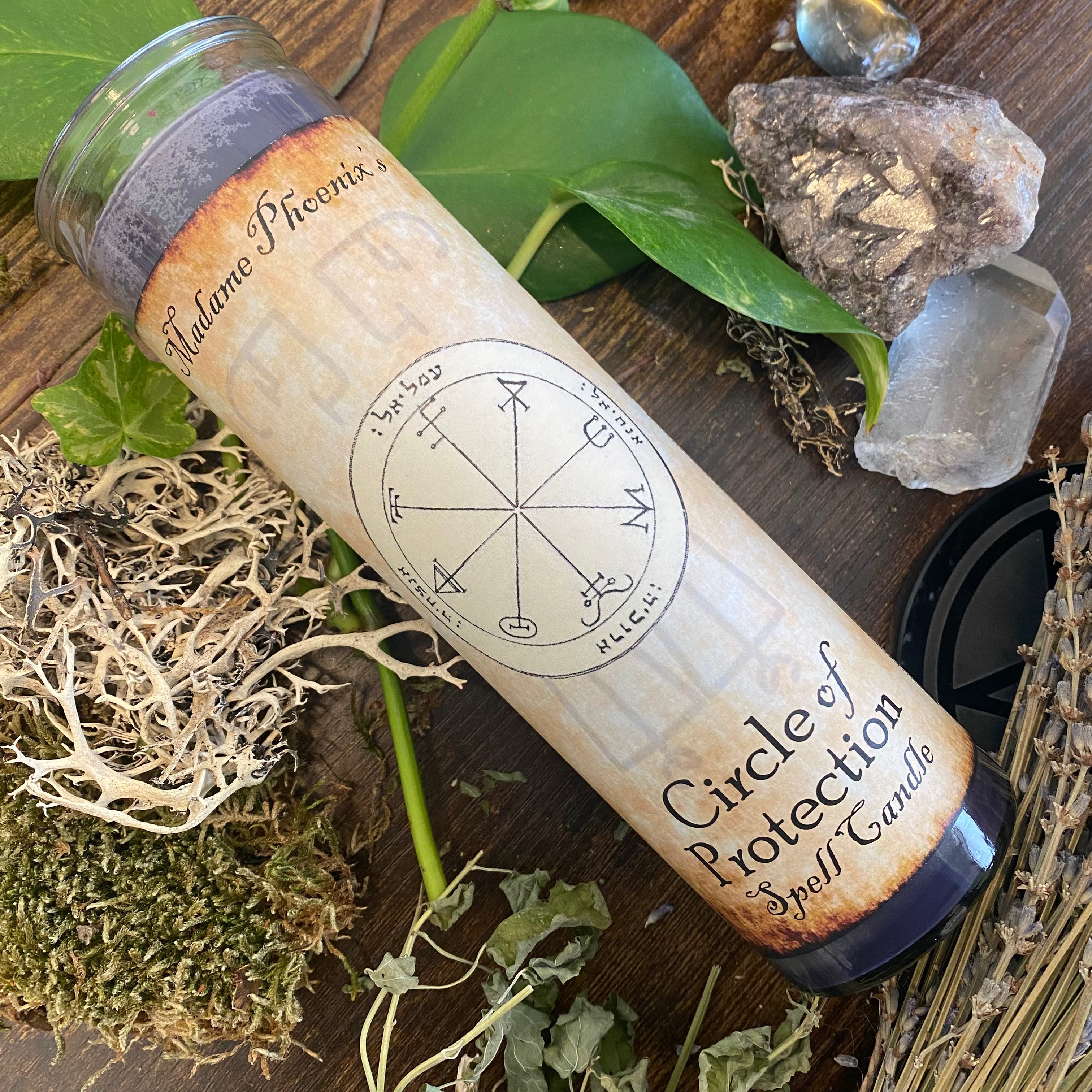 Circle of Protection Magic Spell Candle (Midnight Purple)