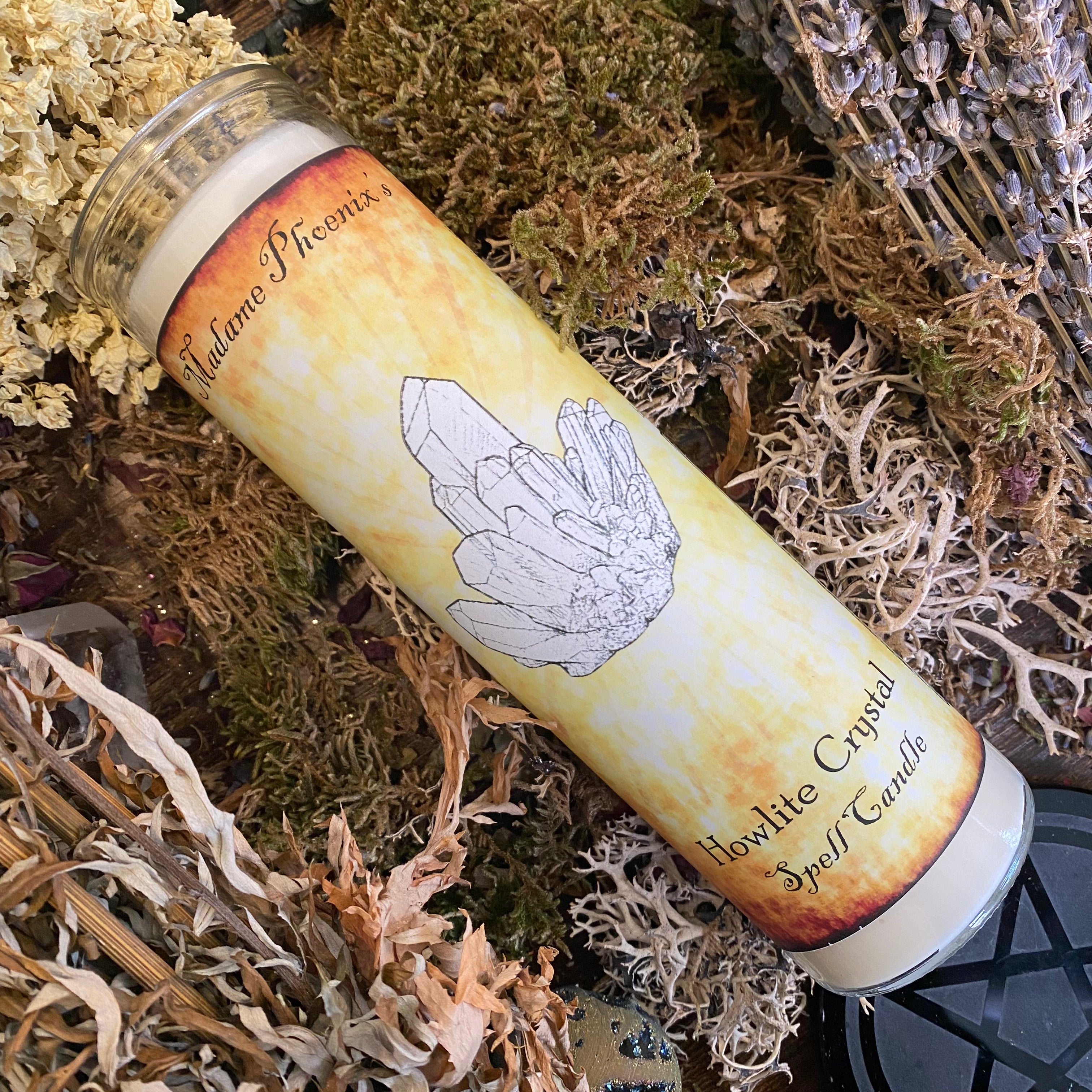 Crystal Magic Howlite Spell Candle