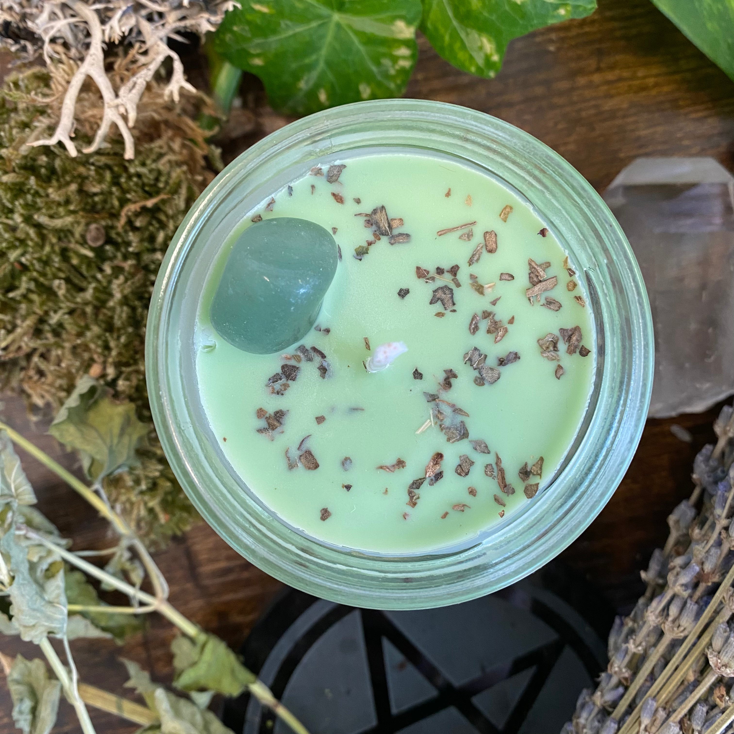 Crystal Magic Aventurine Spell Candle