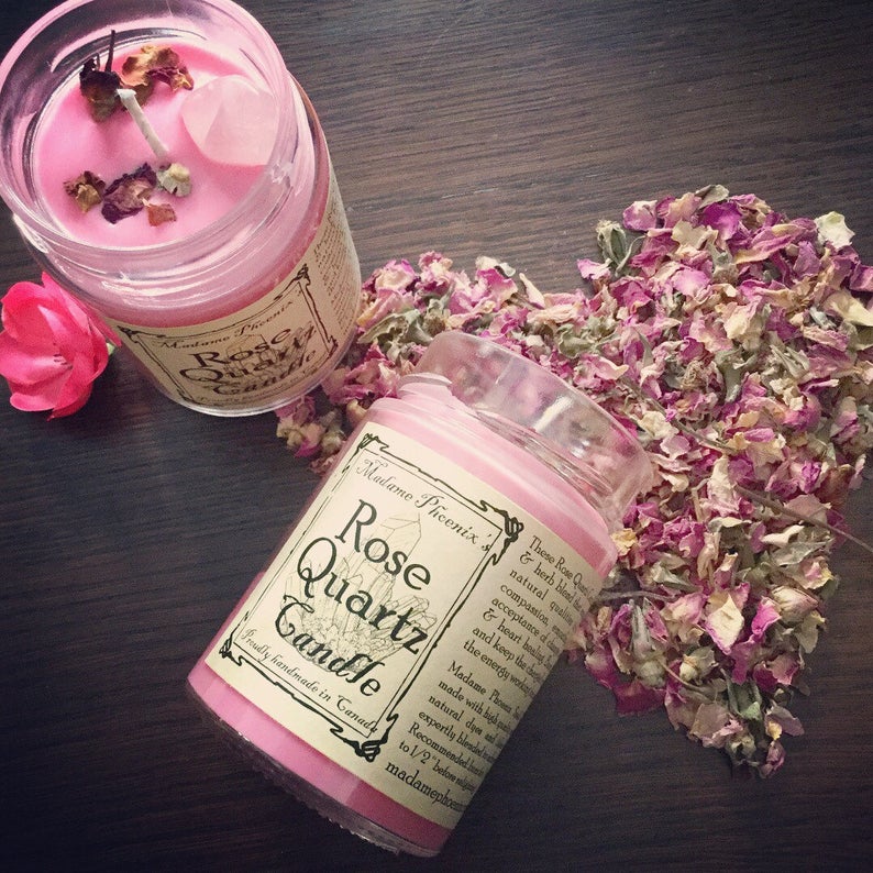 Crystal Magic Rose Quartz Spell Candle
