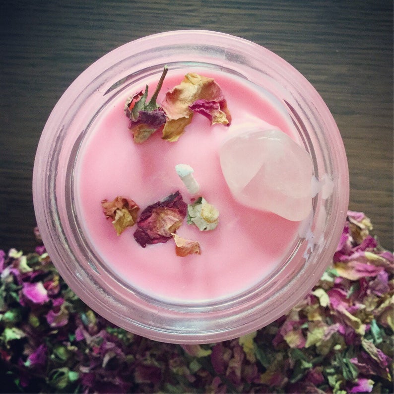 Crystal Magic Rose Quartz Spell Candle