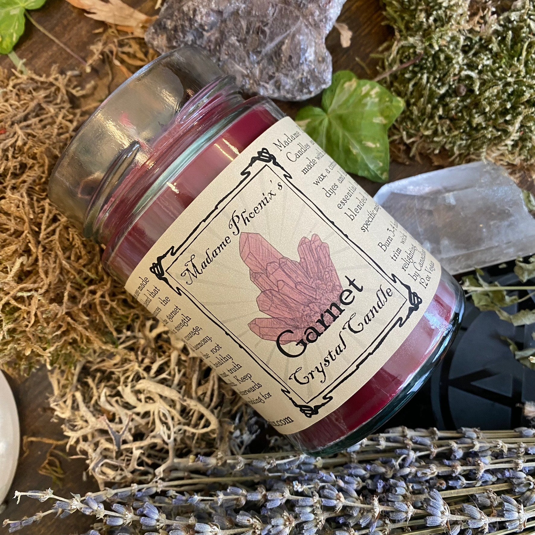 Crystal Magic Garnet Spell Candle