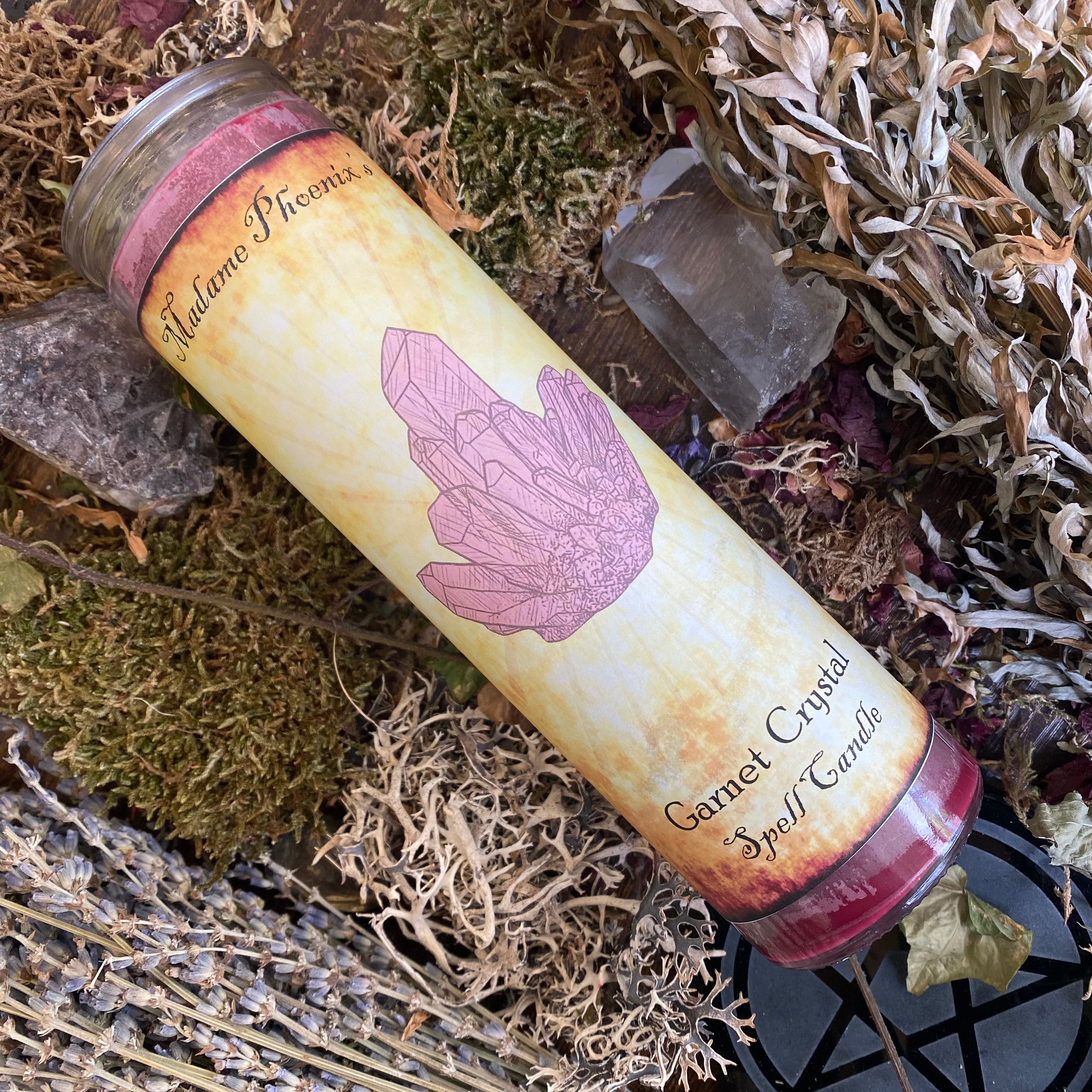 Crystal Magic Garnet Spell Candle