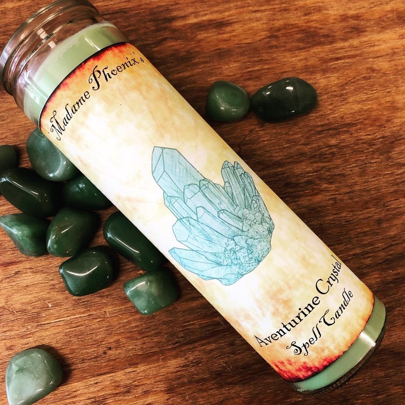 Crystal Magic Aventurine Spell Candle