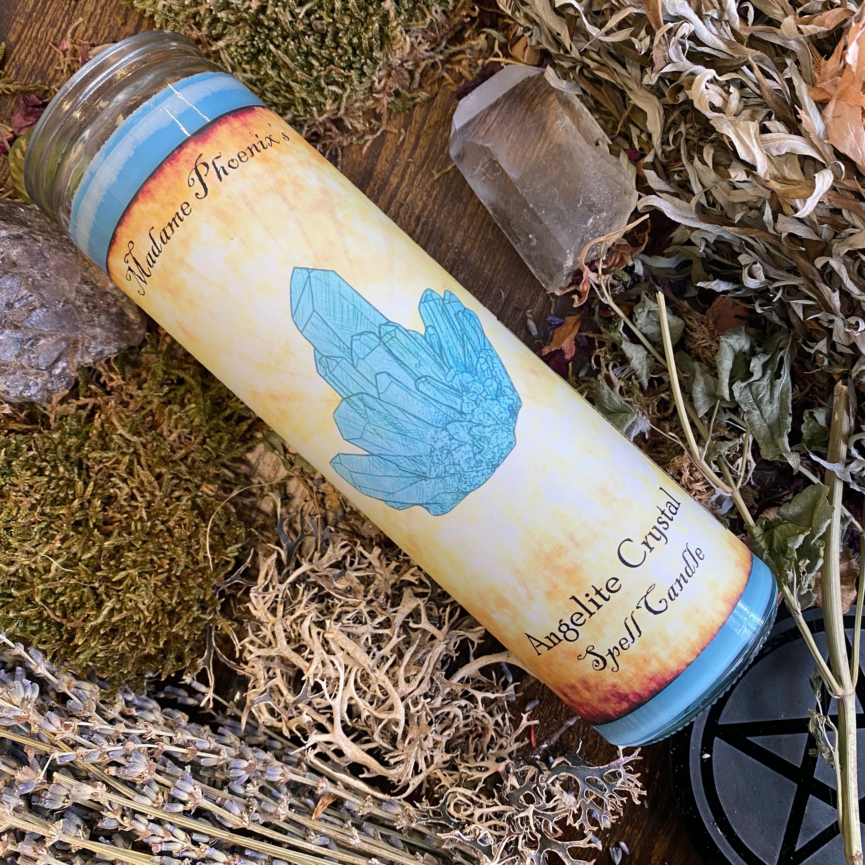 Crystal Magic Angelite Spell Candle