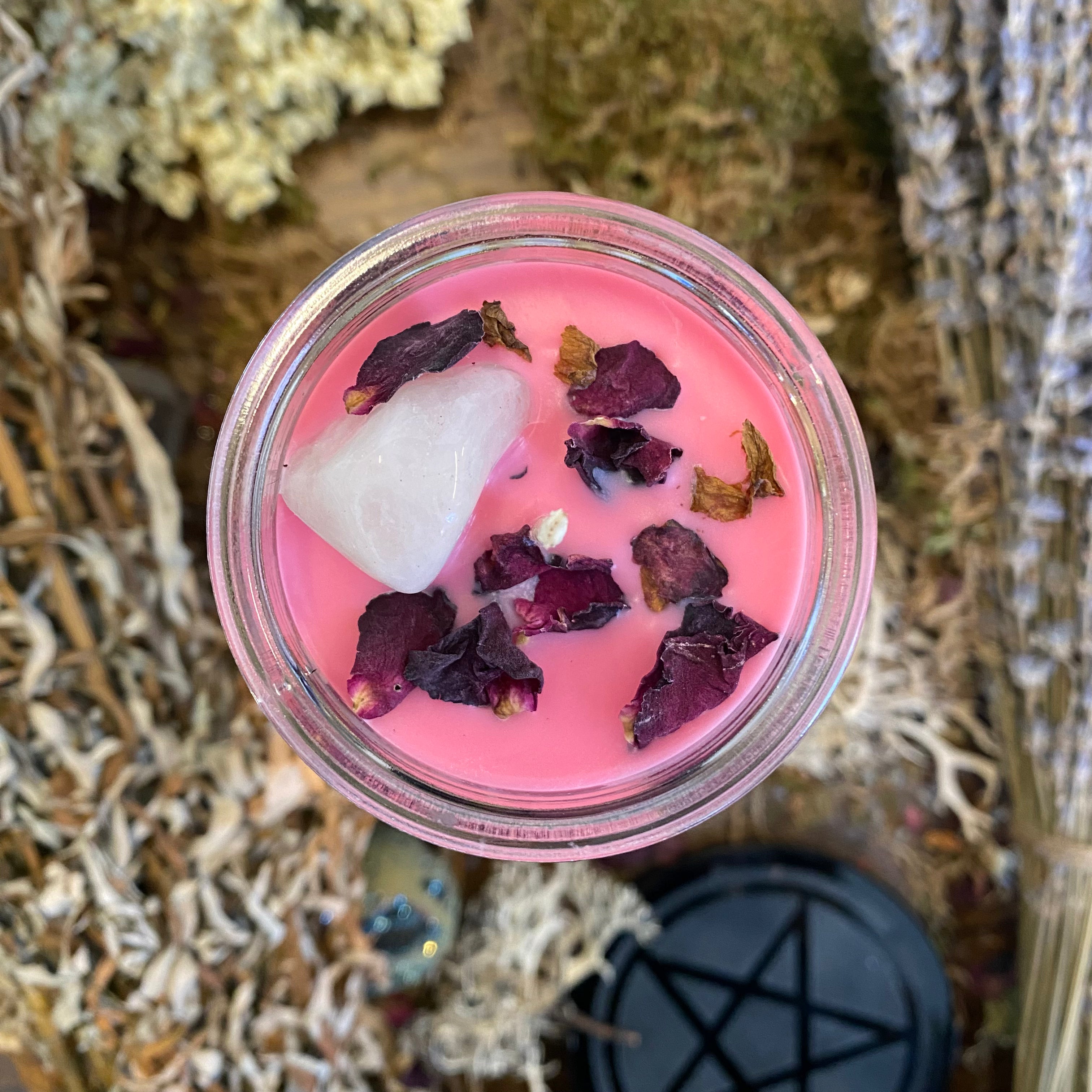 Crystal Magic Rose Quartz Spell Candle