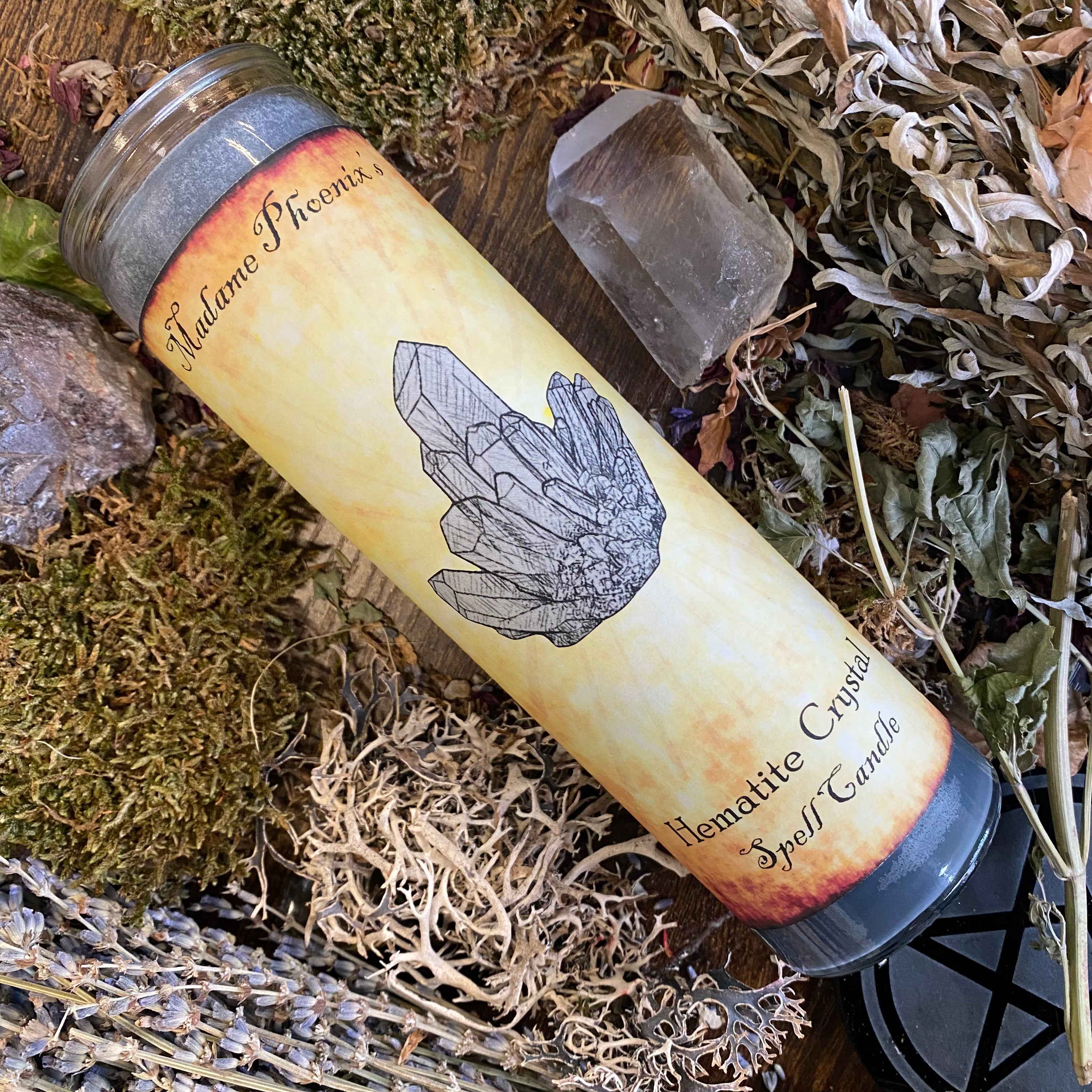 Crystal Magic Hematite Spell Candle