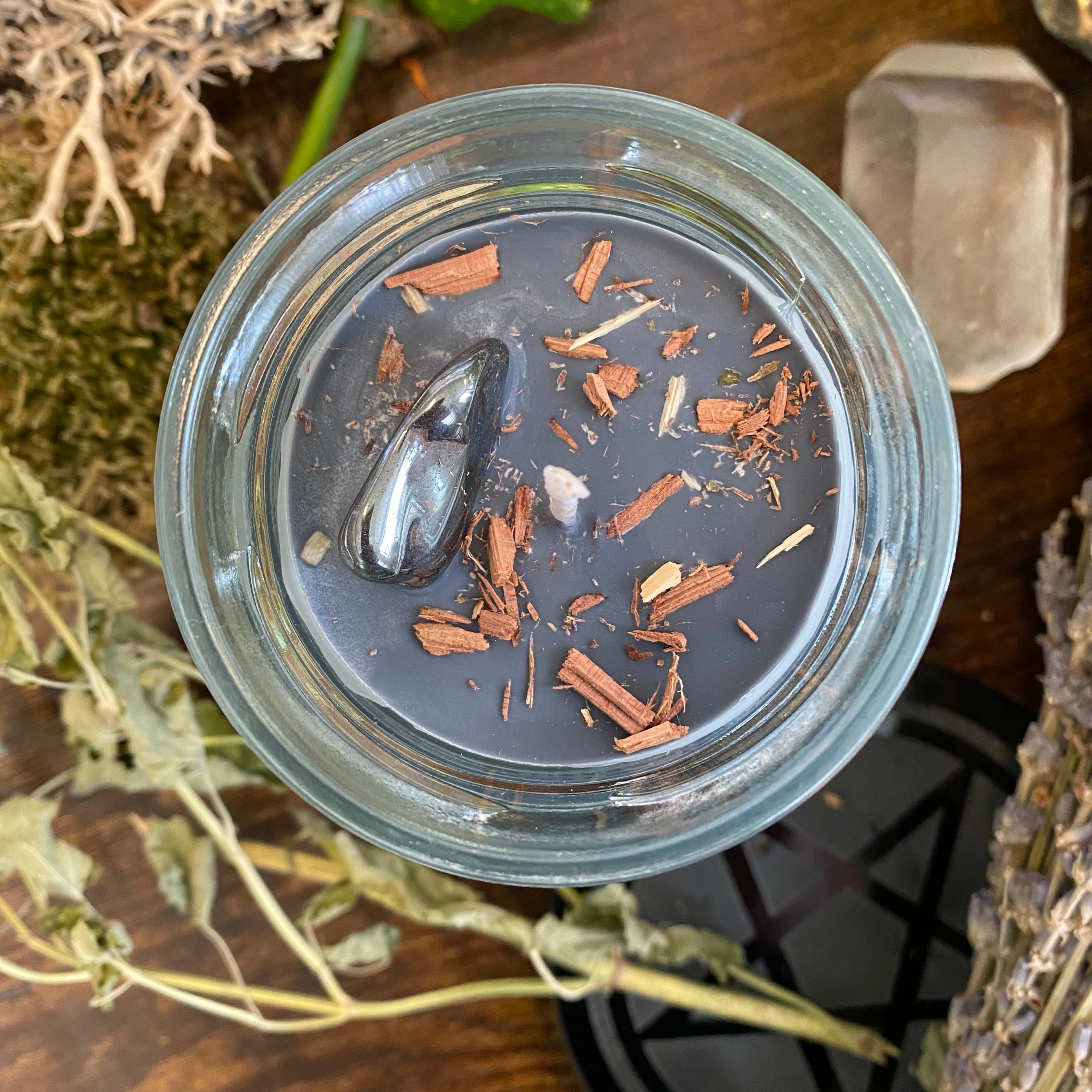 Crystal Magic Hematite Spell Candle