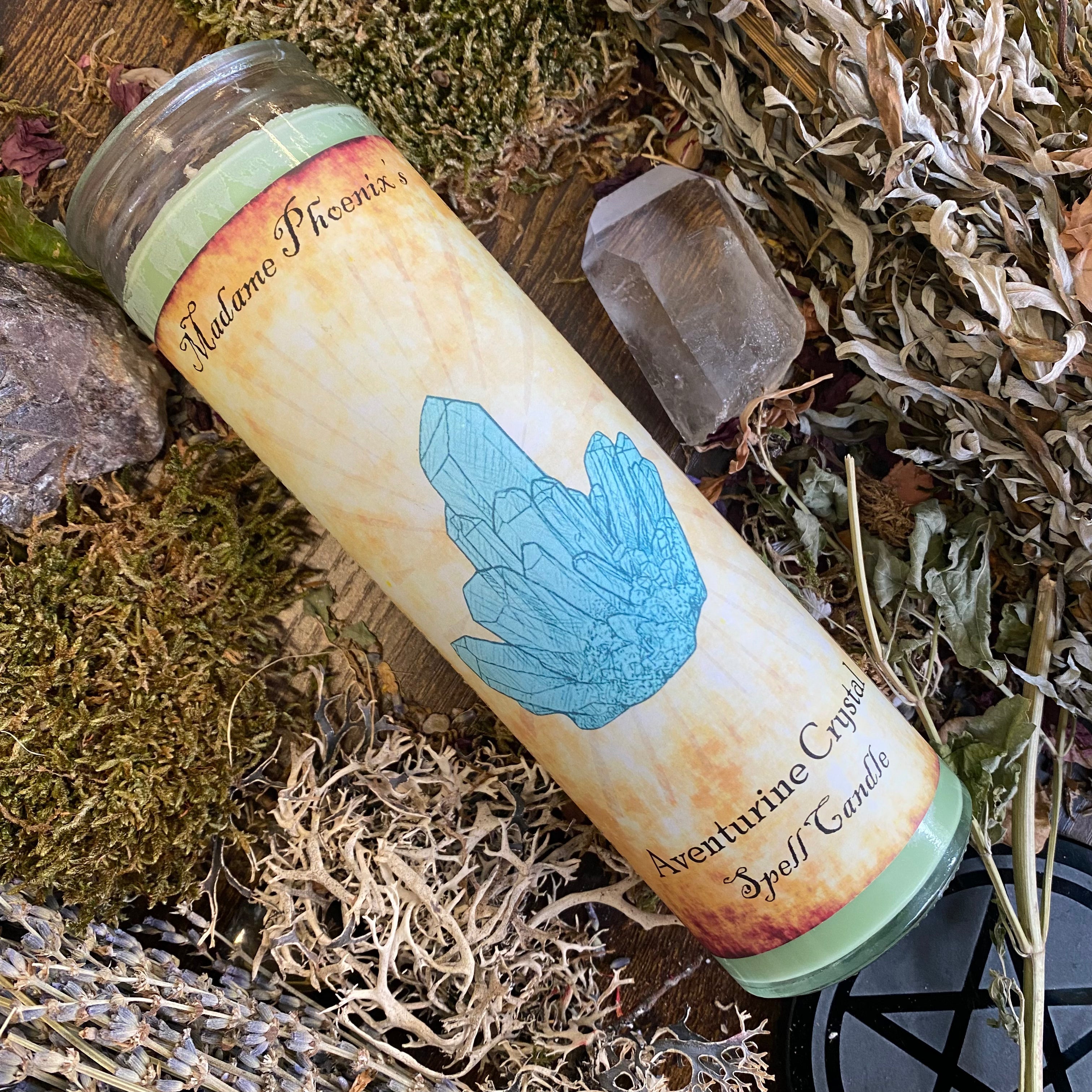 Crystal Magic Aventurine Spell Candle