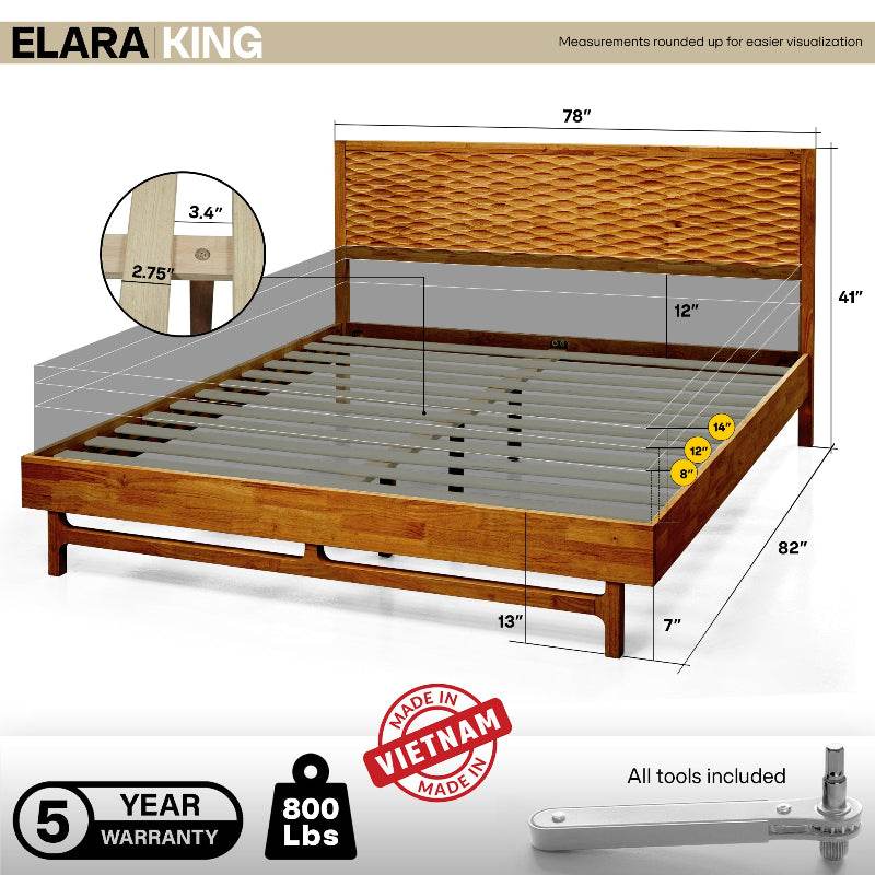 Elara Platform Bed Frame with Headboard