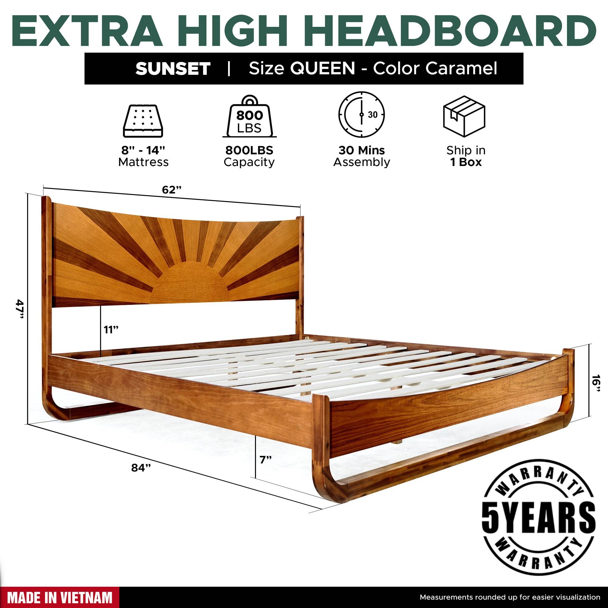 Sunset Platform Bed Frame With Headboard