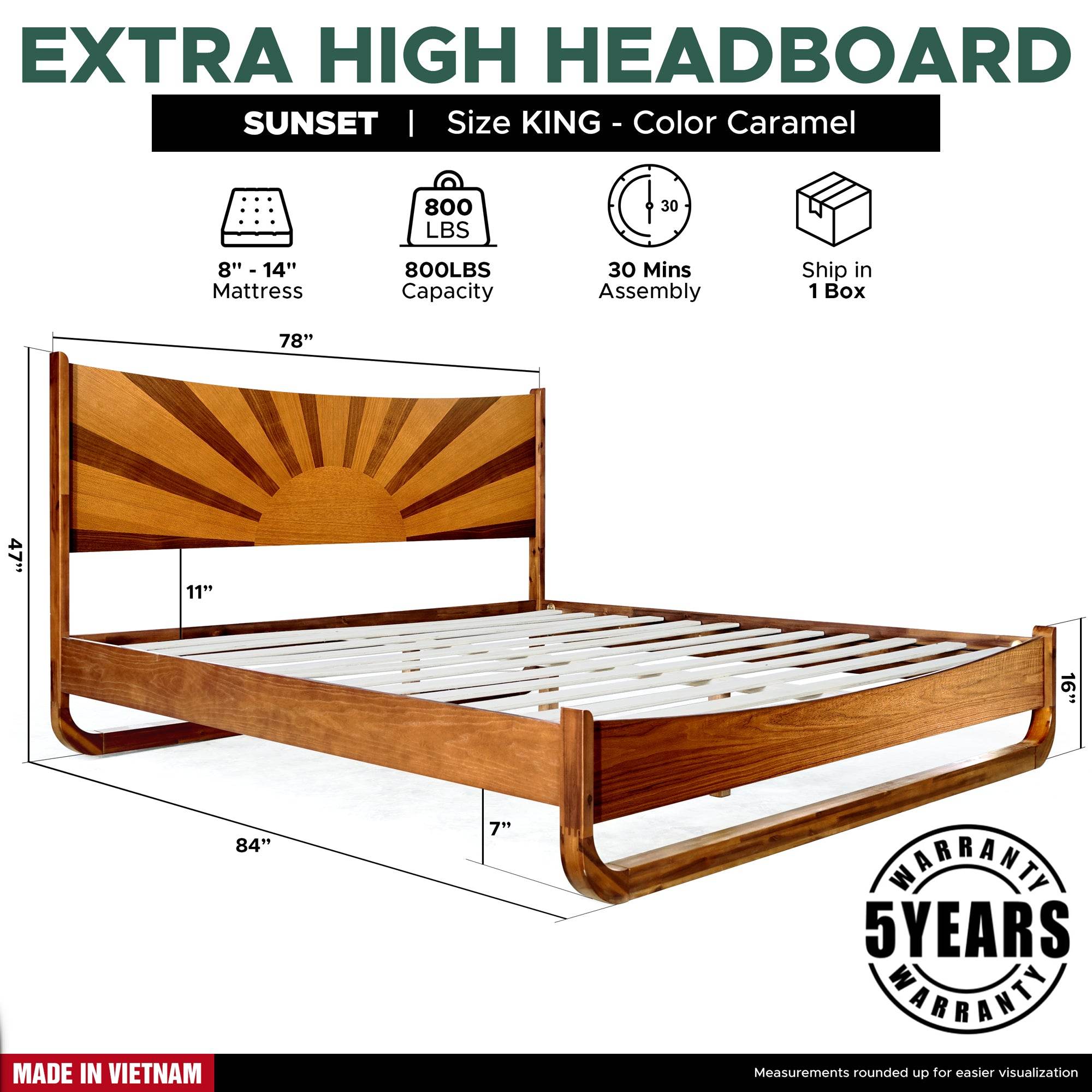 Sunset Platform Bed Frame With Headboard