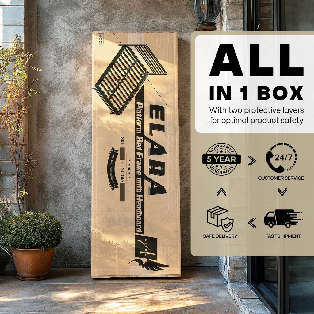 Elara Platform Bed Frame with Headboard