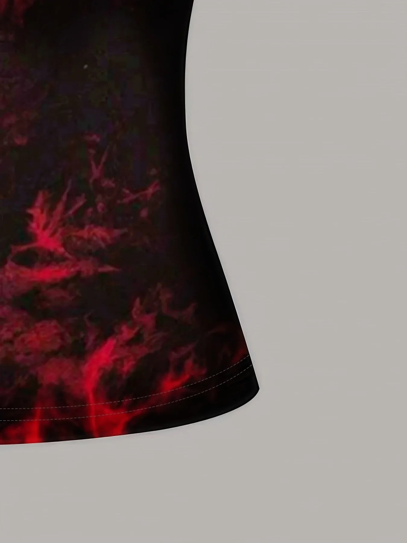 Women'S Elegant Black & Red Tie-Dye Tank Top - Stylish Spaghetti Strap, Summer Fashion, Unique & Trendy Design, Perfect for Casual Outings, Casual Wear|Trendy Tank Top|Elegant Strap Design