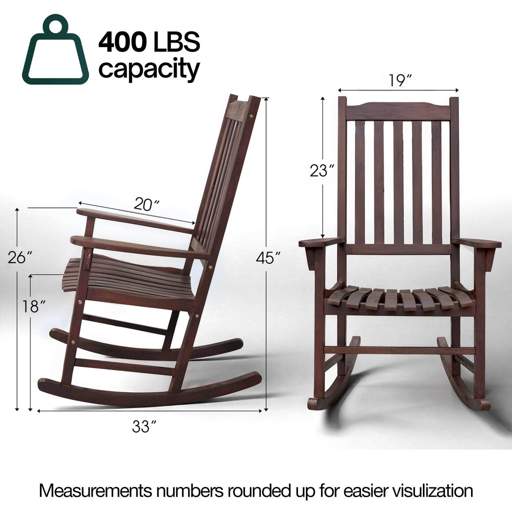 Tranquillo Oasis Wooden Rocking Chair for Patio, Porch, or Indoor Use