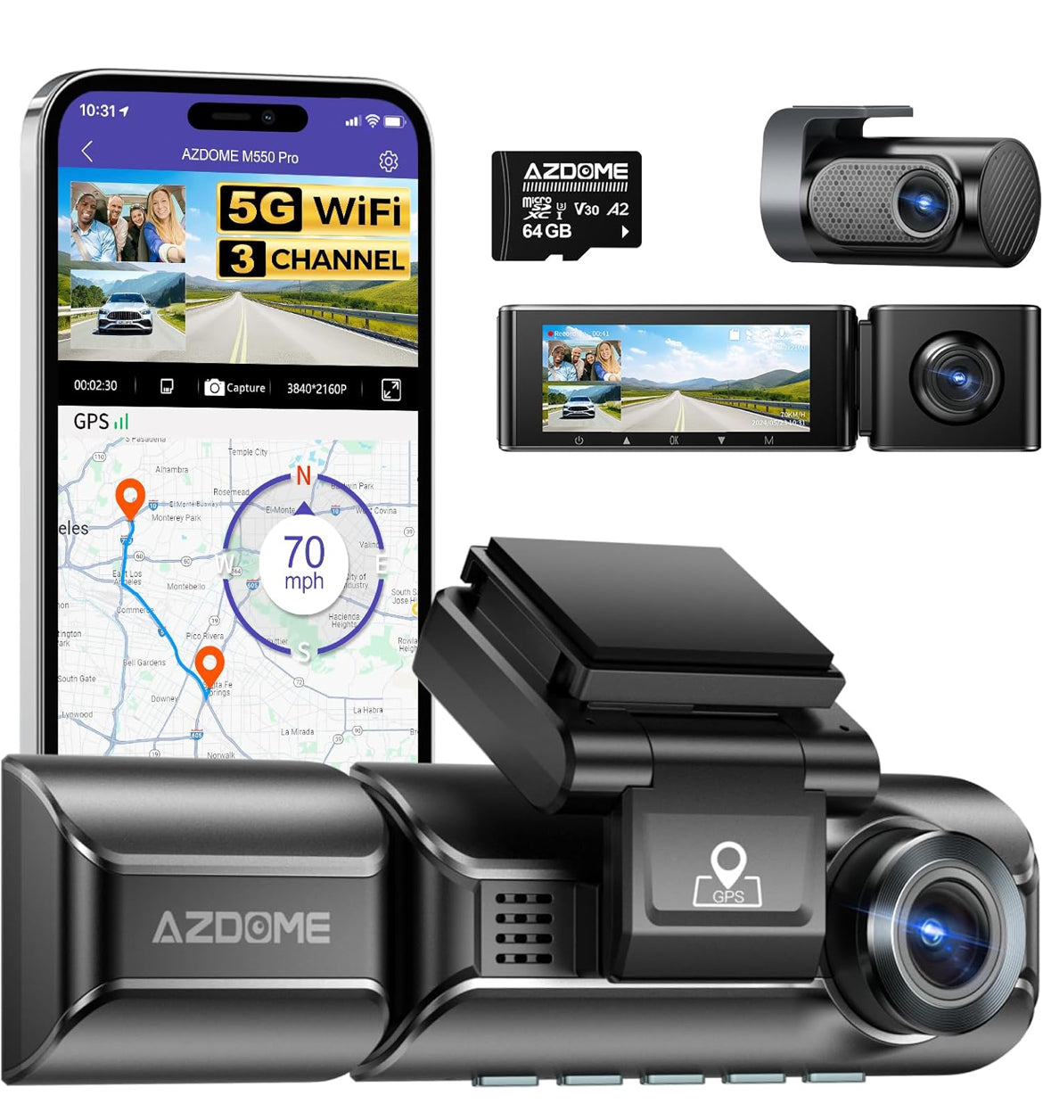 AZDOME M550 Pro 3CH 4K Dash Cam