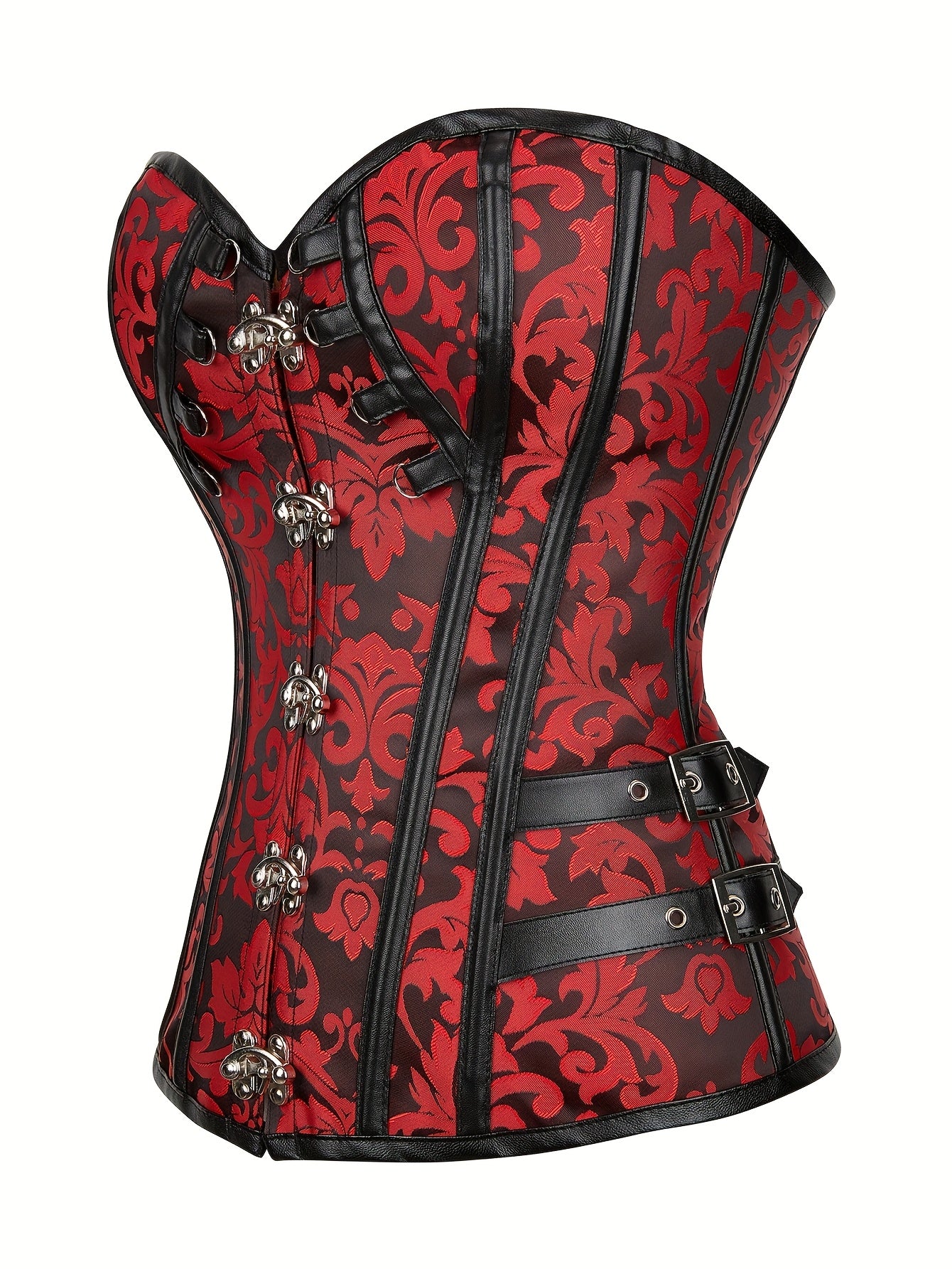 Women'S Punk Corset - Vintage Gothic Body Shaper with Floral & Geometric Patterns, Adjustable Lace-Up Waist Cincher for Tight Fitting, Halloween Costume & Daily Wear, Themed Event Attire, Intricate Pattern Design