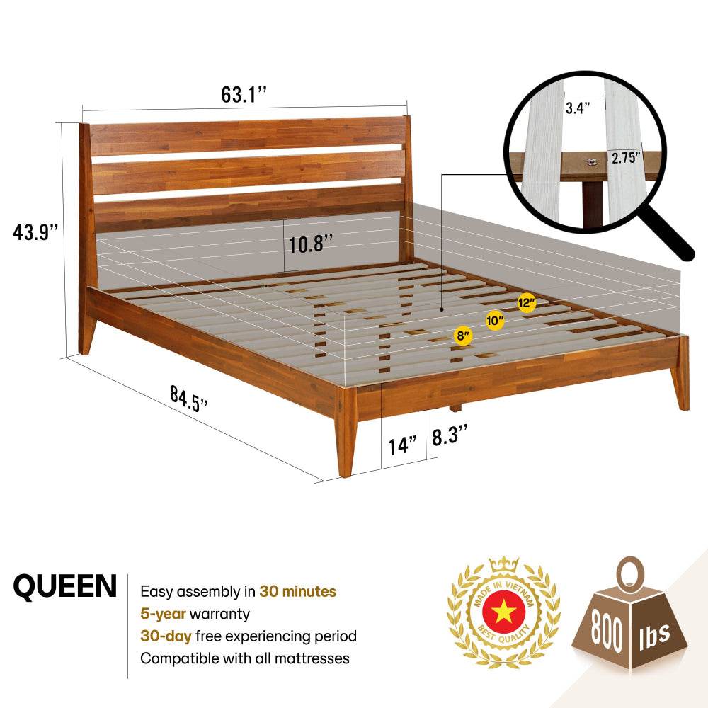 Emery Deluxe Wood Platform Bed Frame