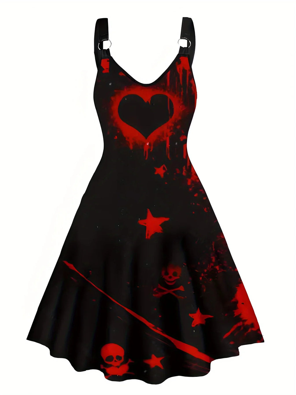 European and American Women's Gothic Style Sleeveless Printed Dress
