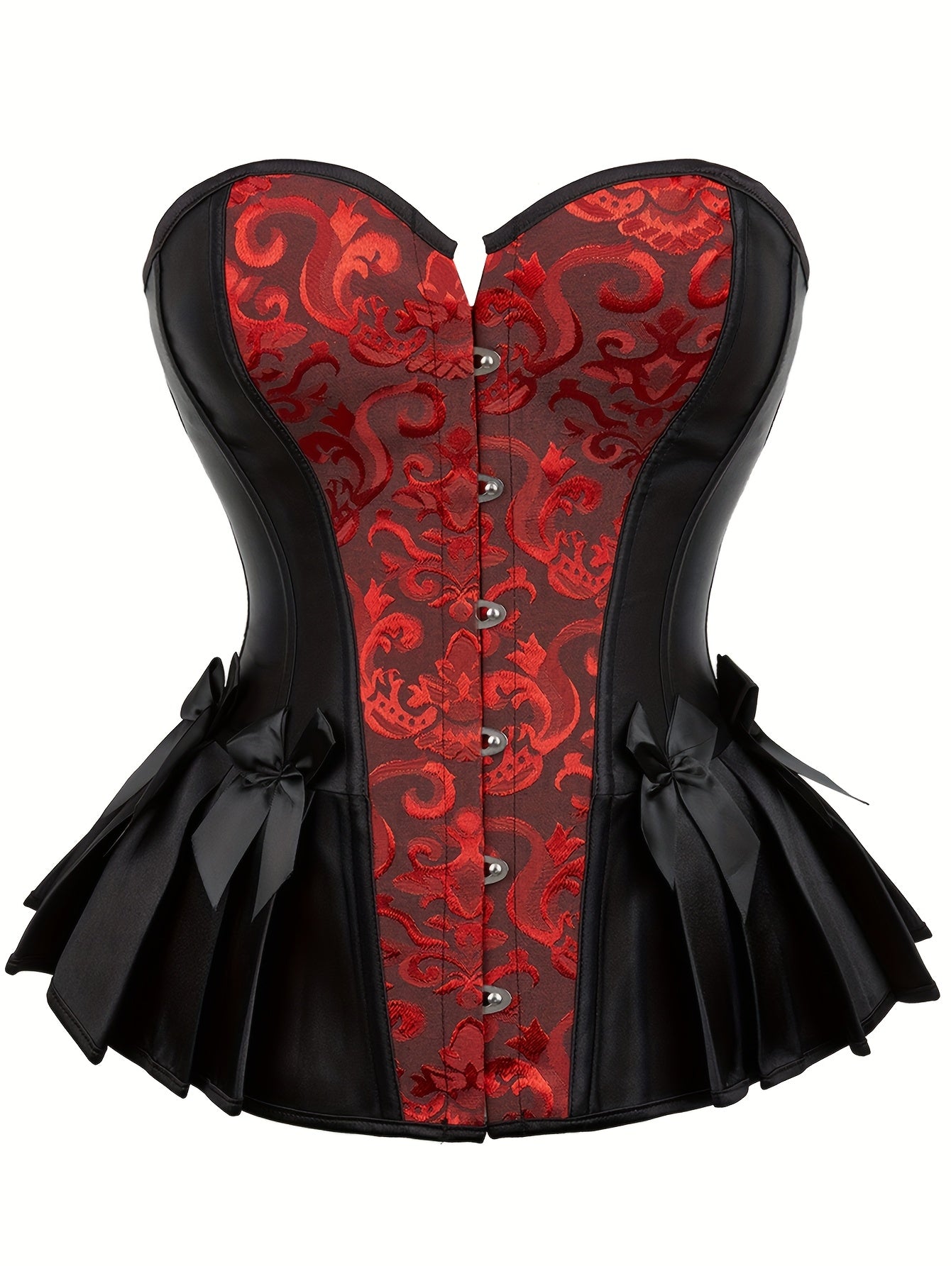 Vintage Renaissance Corset Top - Strapless Lace-Up Tummy Control Body Shaper with Floral Pattern, Black & Golden Contrast, Adjustable Lace-Up Front, Perfect for Adult Renaissance Fairs & Themed Events, Corset Top