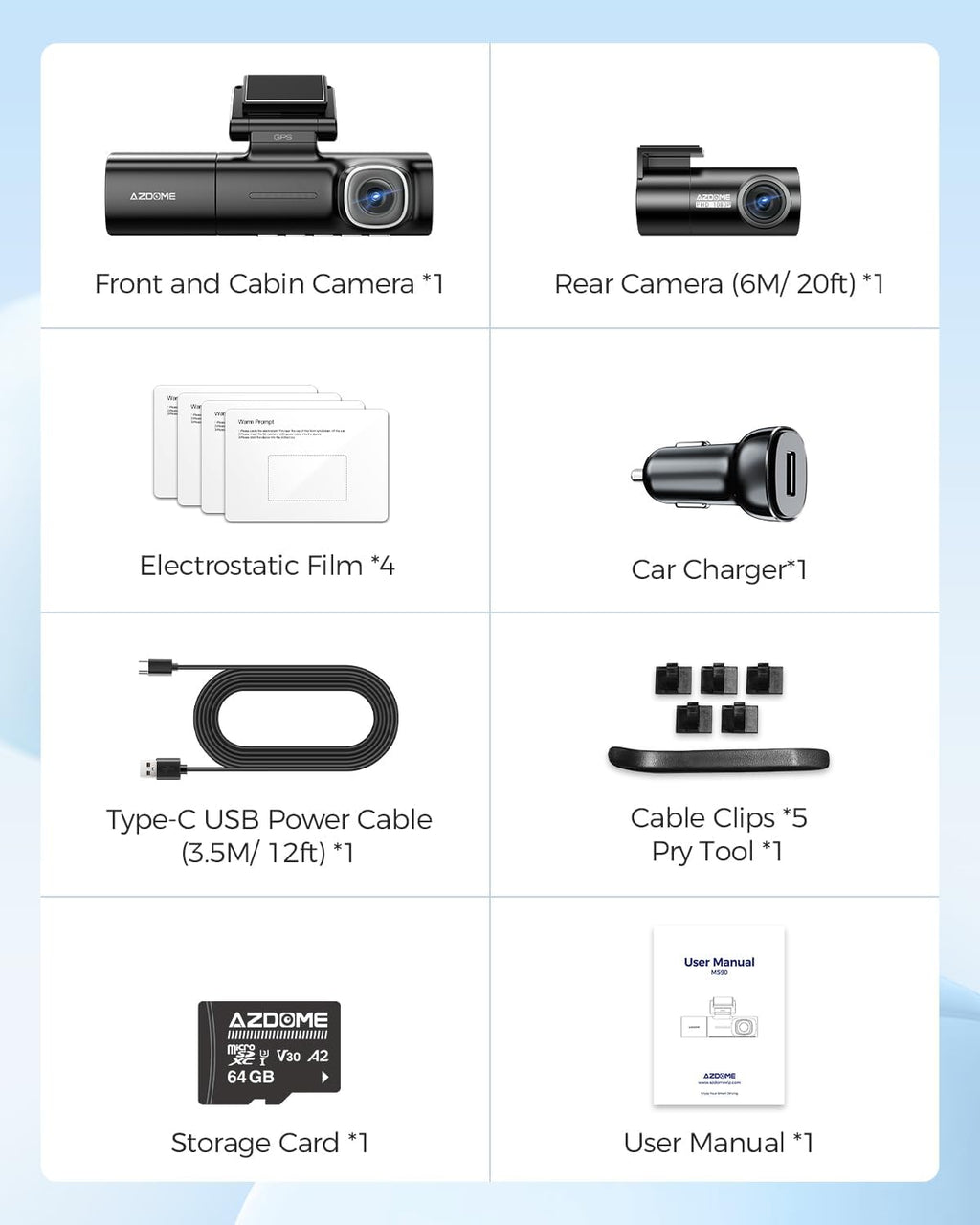 AZDOME M590 3 Channel Dash Cam