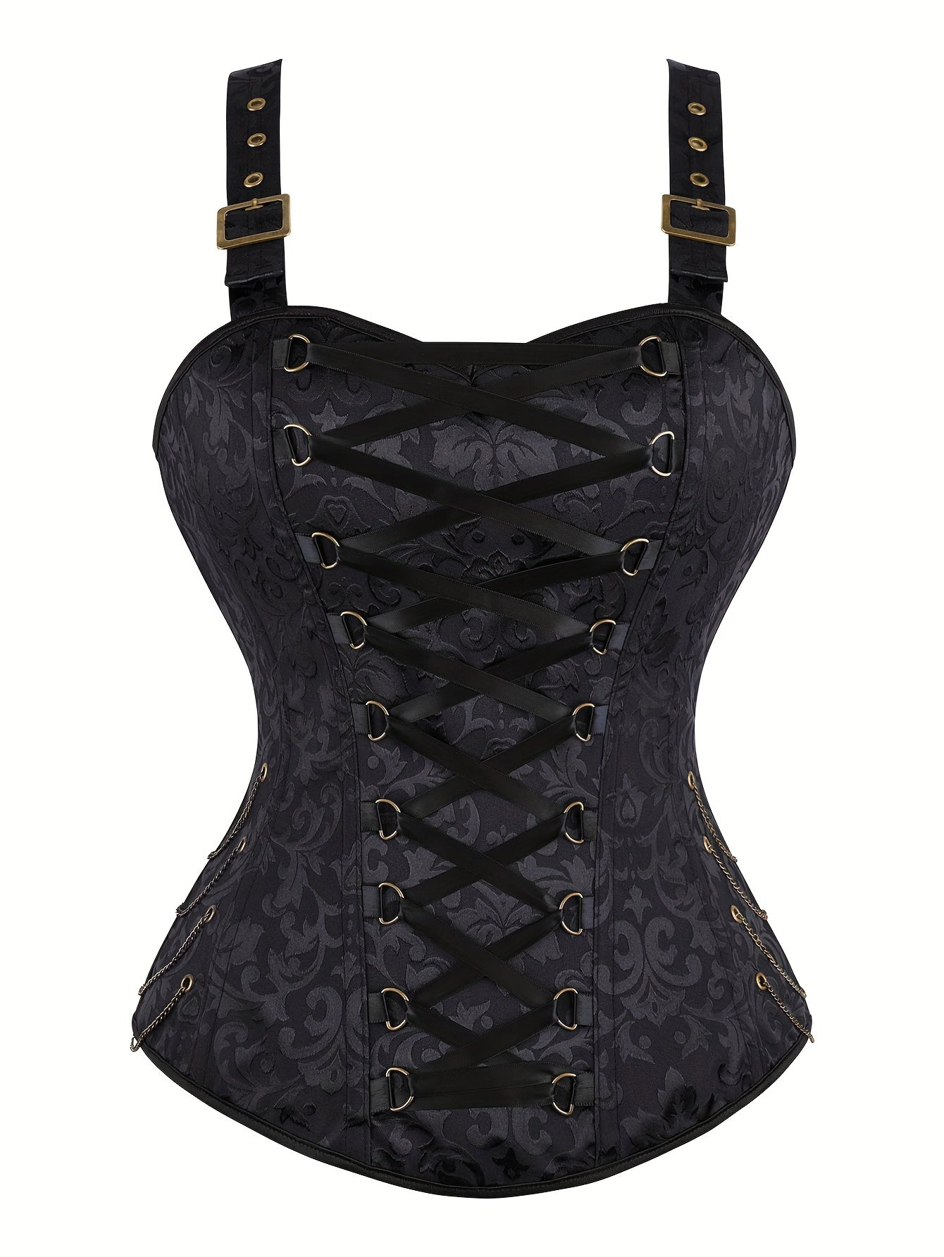 Steampunk Adjustable Strap Corset - Vintage Waist Cincher, Elegant Women'S Fashion, Red & Black Lace-Up Design, Adjustable Straps for Perfect Fit, Gothic Style for Halloween, Christmas, or Cosplay, Gothic Costumes