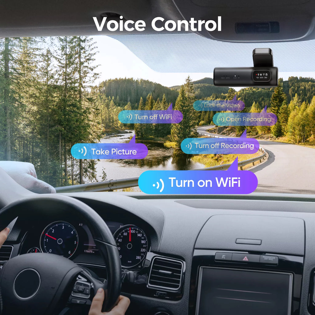 D600 4K Dash Cam Front and Rear, Free 64GB Card, Built-in 5G WiFi GPS Car Camera, Smart Voice Control, G-Sensor 24H Parking Mode, Loop Recording Night Vision, Max Up Support 128GB