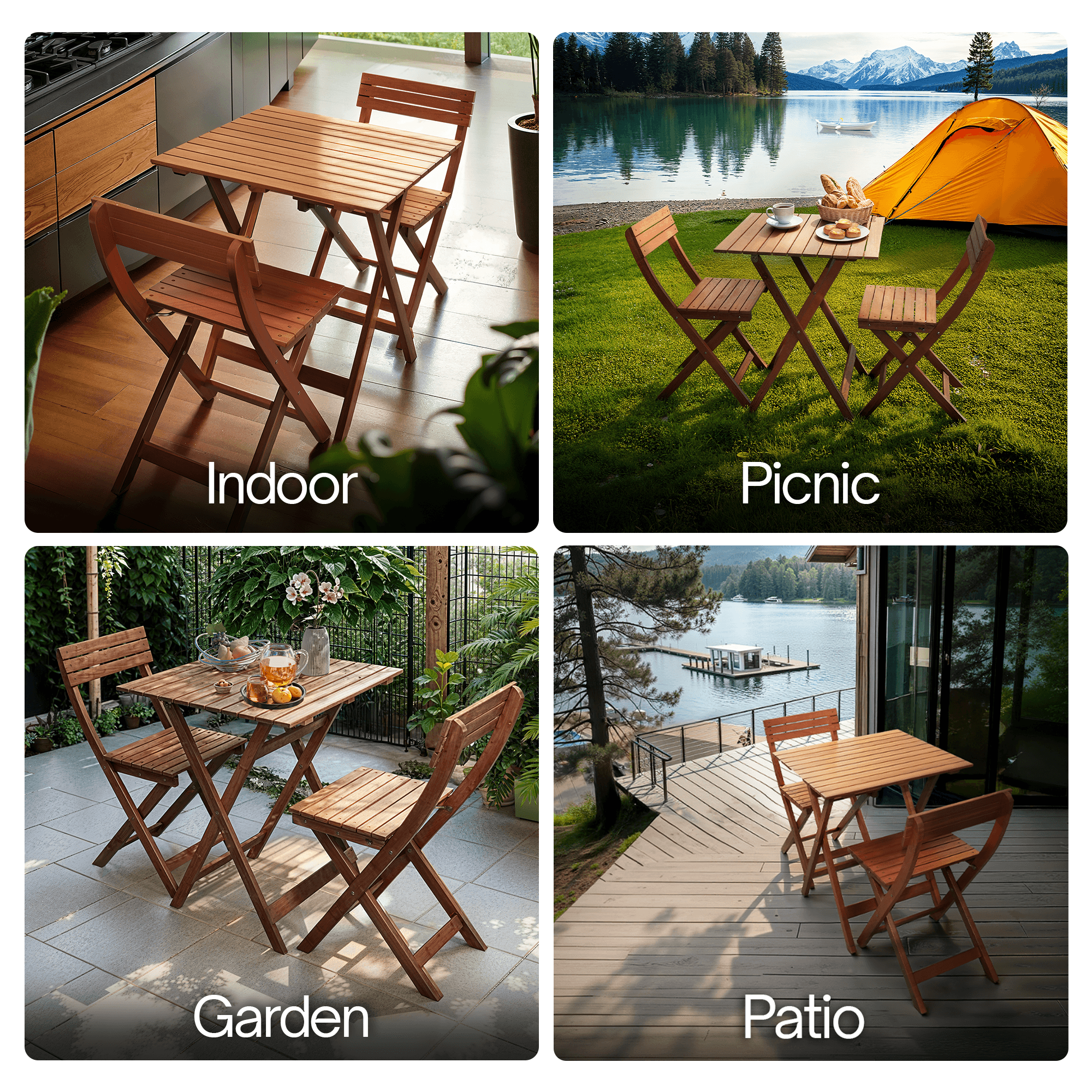 Foldable Bistro Table and Chairs Set