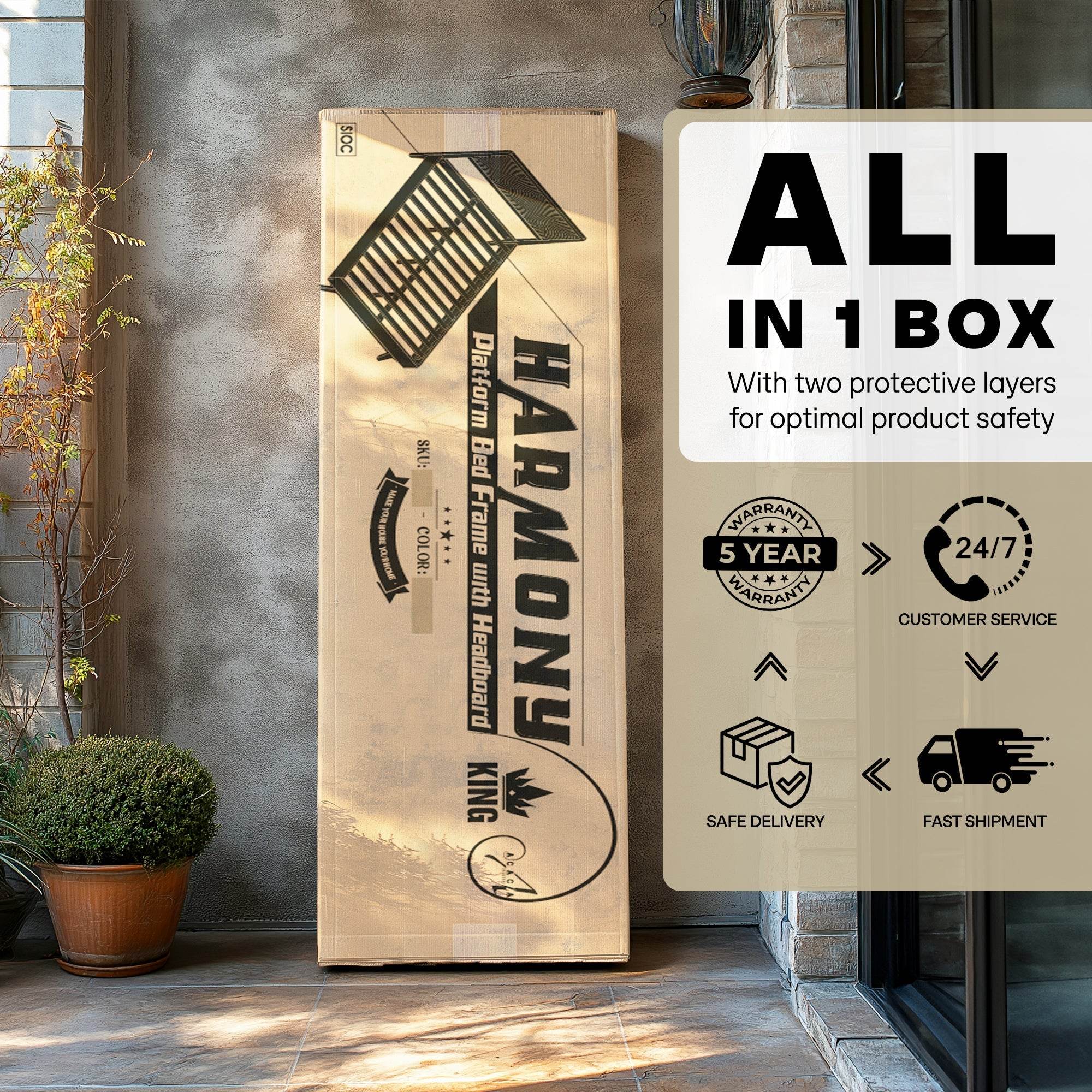 Harmony Platform Bed Frame with Headboard