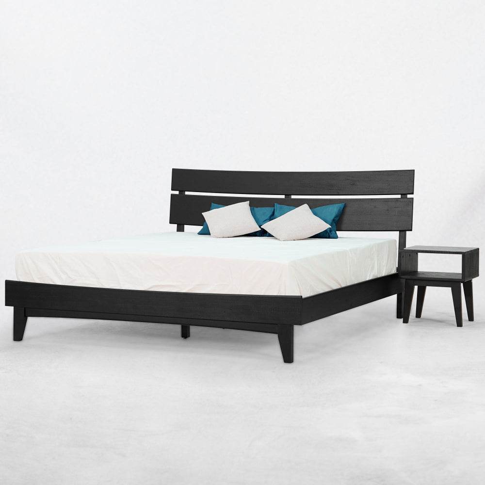 Aurora Solid Wood Bed Frame and Matching Nightstand Bedroom Set